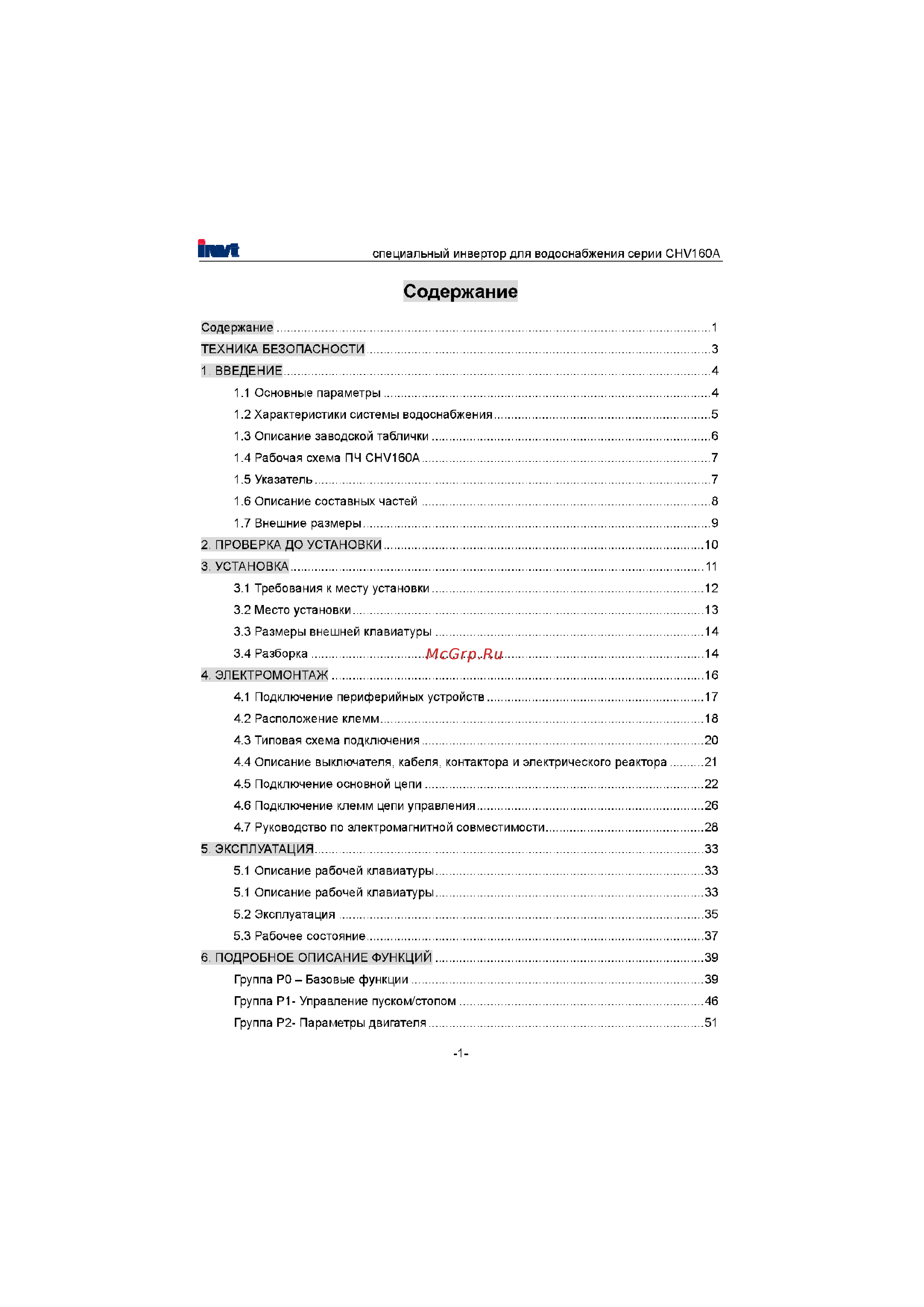 Invt CHV160A-022-4 [2/180] Содержание