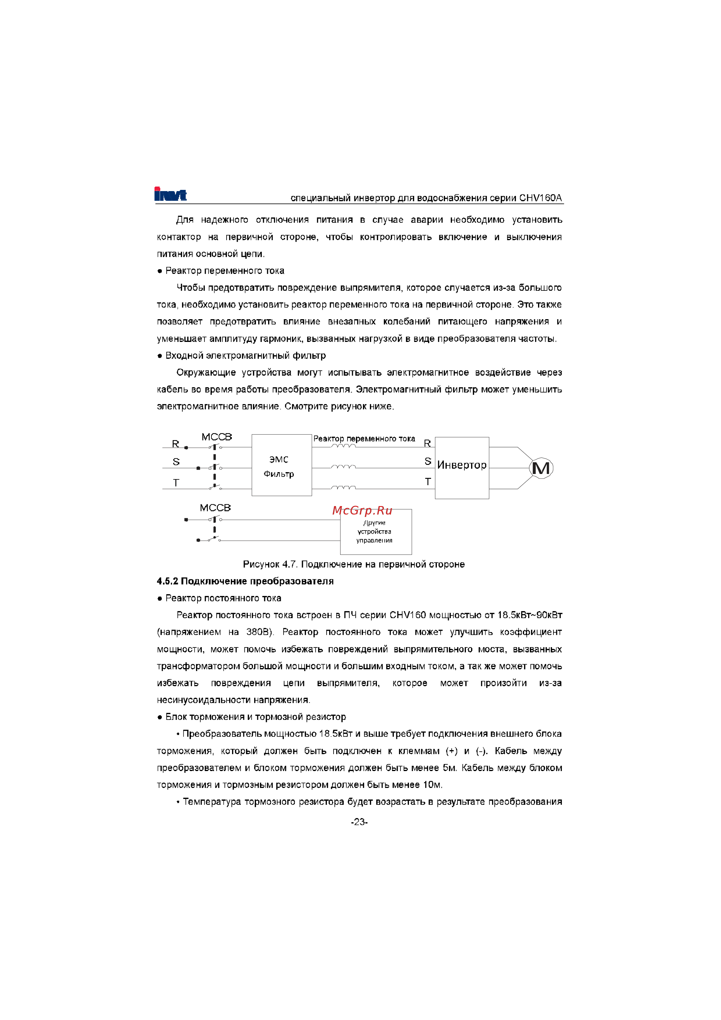 Invt CHV160A-022-4 [24/180] Подключение преобразователя