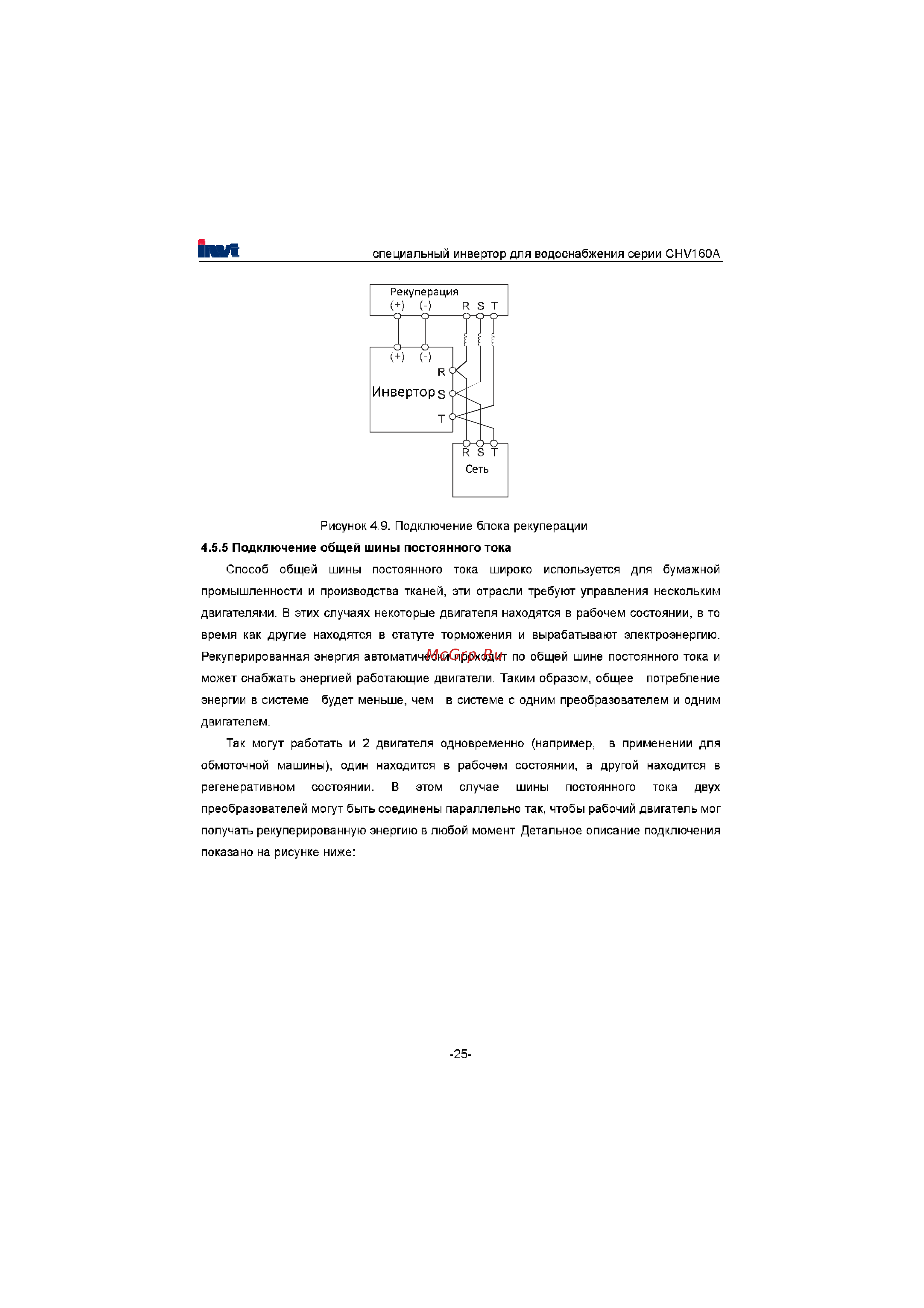 Invt CHV160A-022-4 [26/180] Подключение общей шины постоянного тока