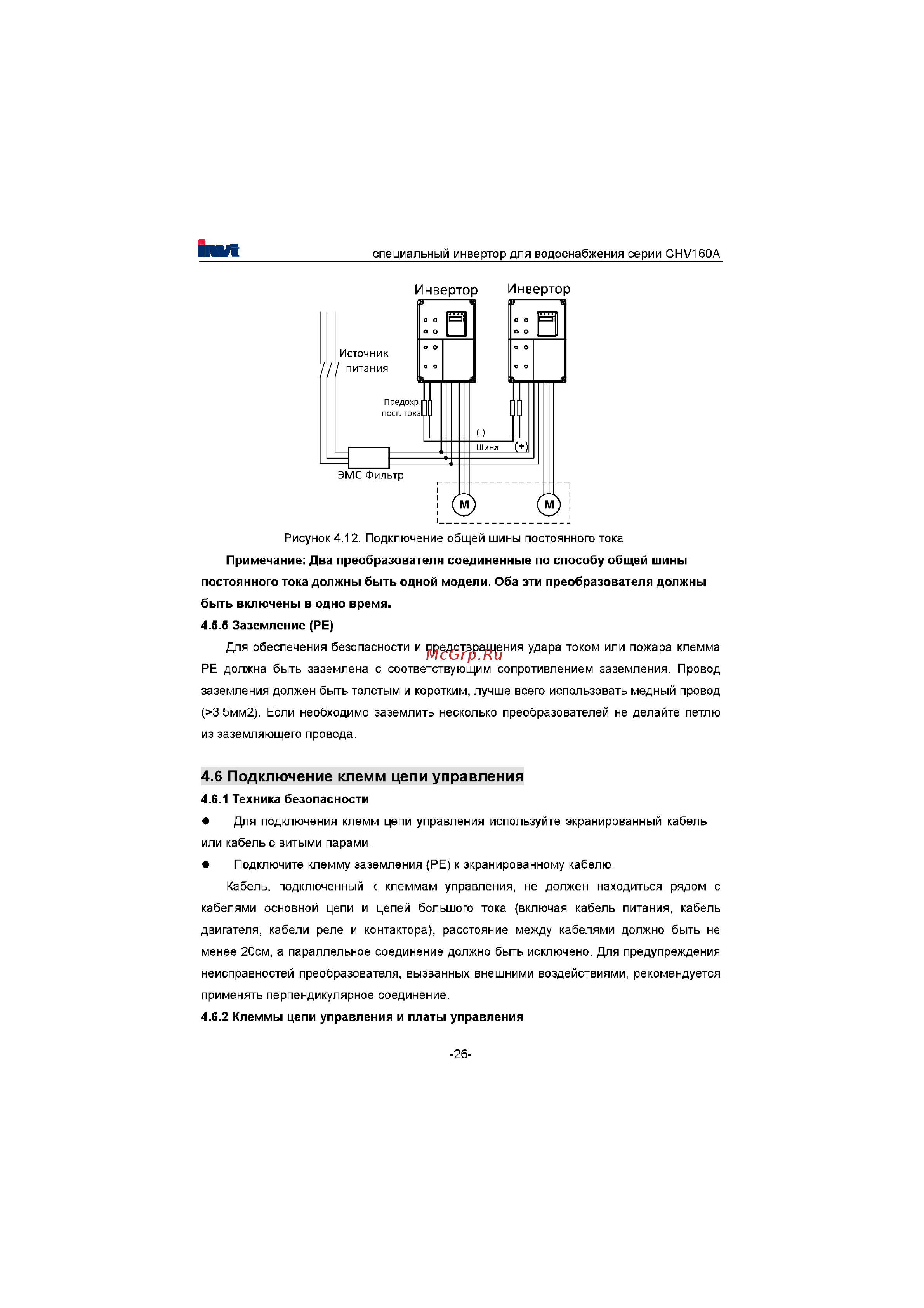 Invt CHV160A-022-4 [27/180] Подключение клемм цепи управления