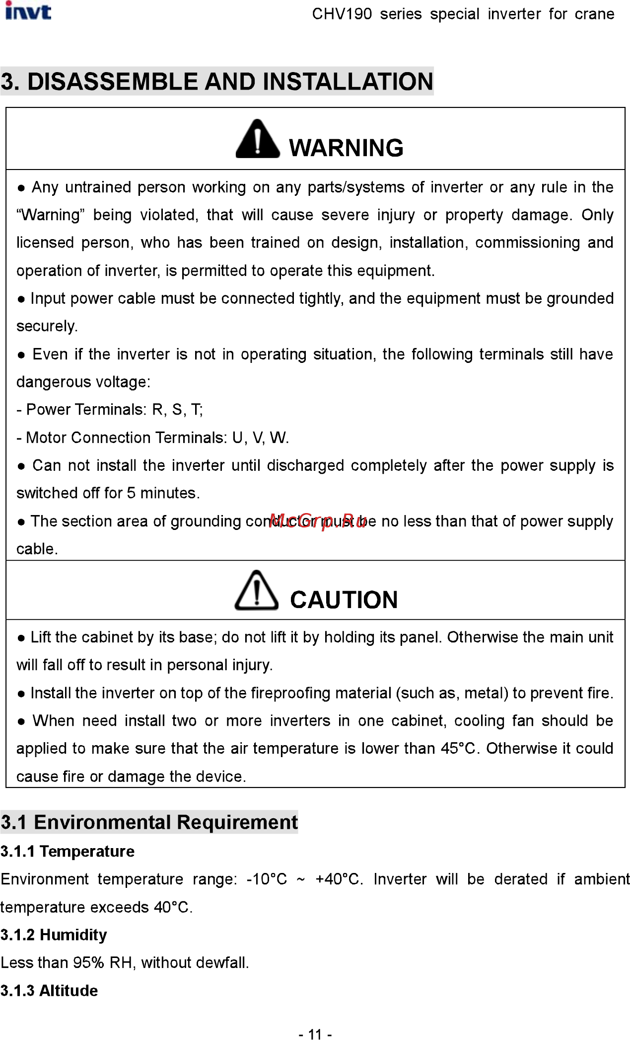 Invt CHV190-5R5G-4 [12/242] Disassemble and installation
