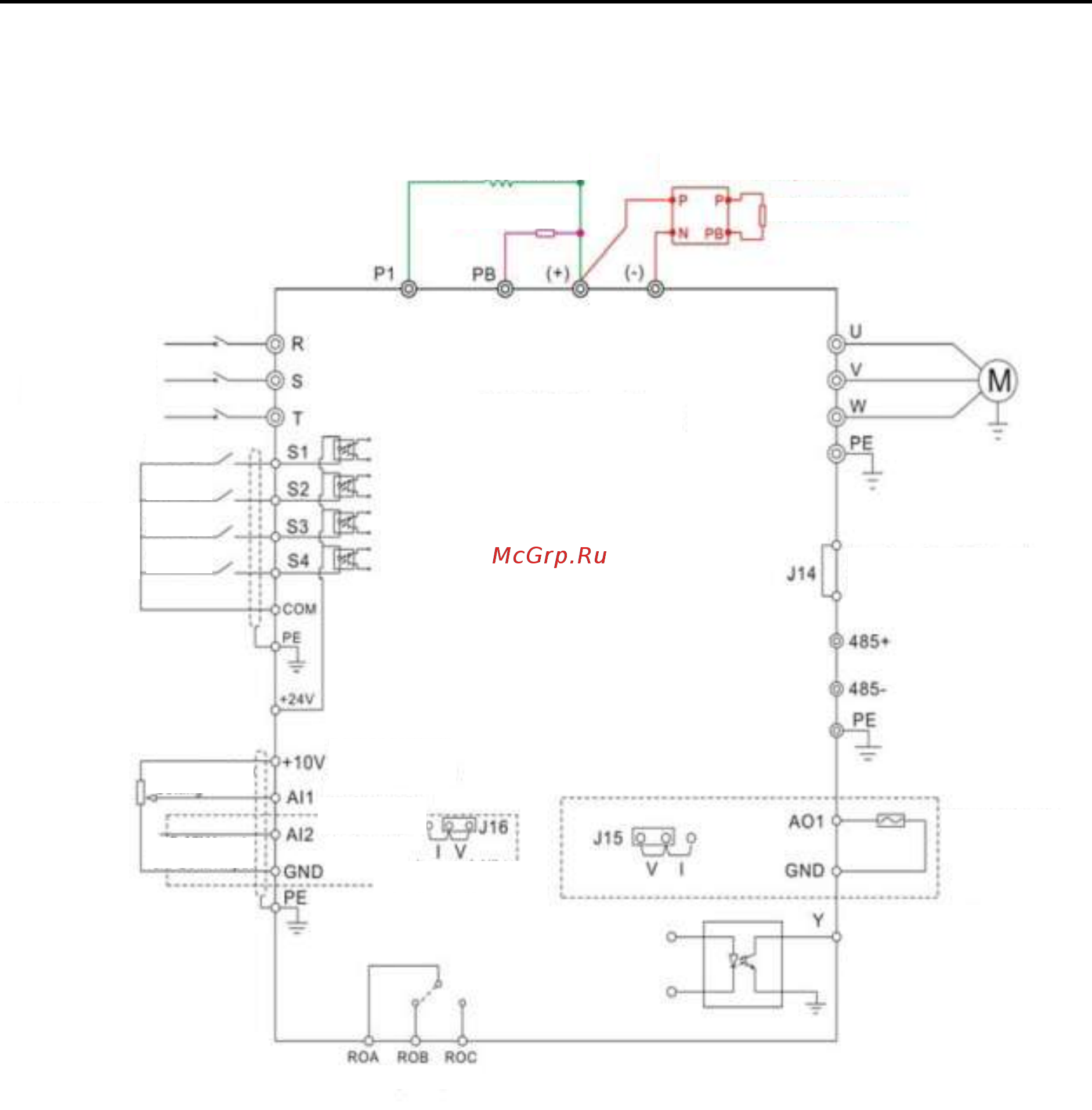 Invt CHE100-7R5G-4 [22/105] Типовая схема подключения