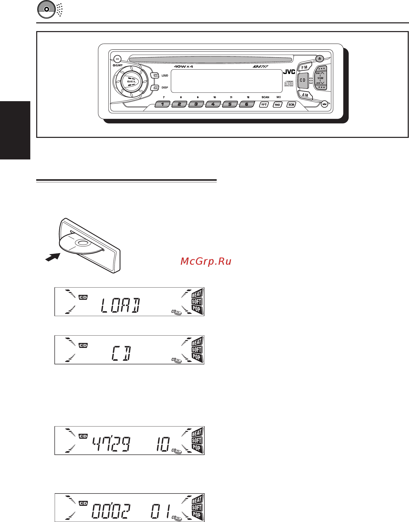 JVC KD-S717 [10/20] Функции проигрывателя компакт дисков