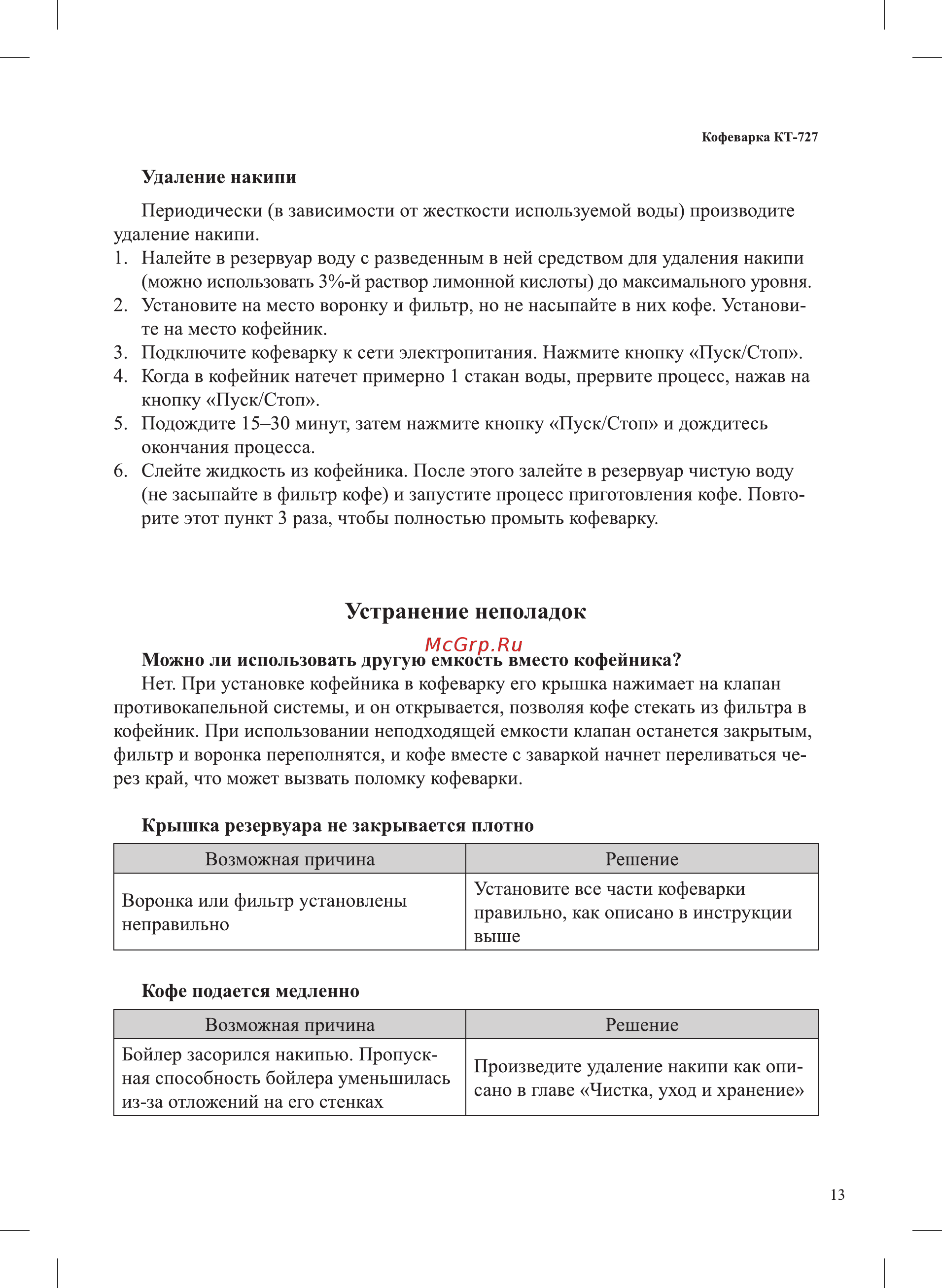 Kitfort KT-727 [13/20] Устранение неполадок