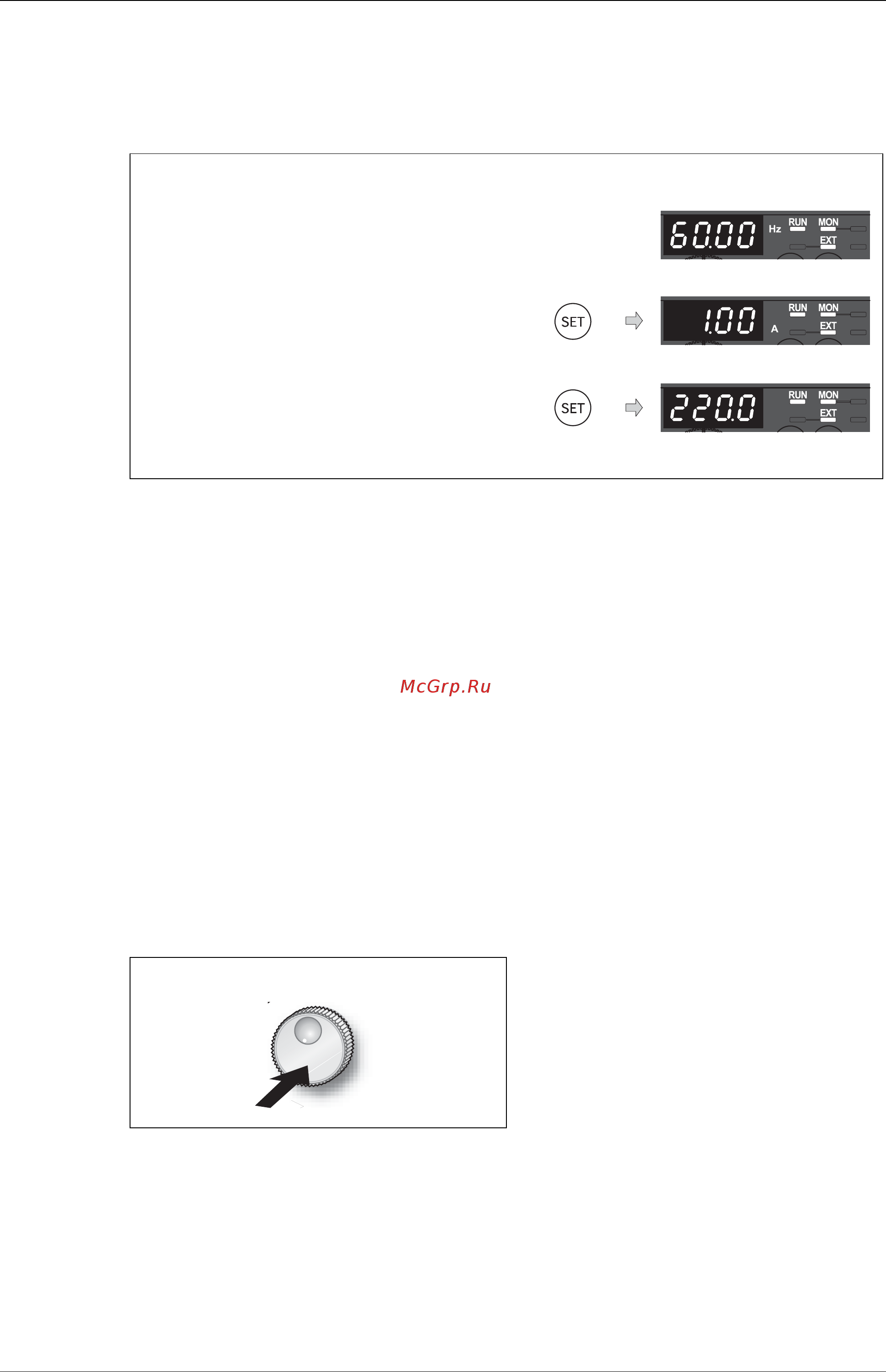 Mitsubishi Electric FR-D740-080-E6 [103/512] При помощи кнопки set можно установить режим вывода на мониторе рабочих параметров выходной частоты выходного тока и выходного напряжения