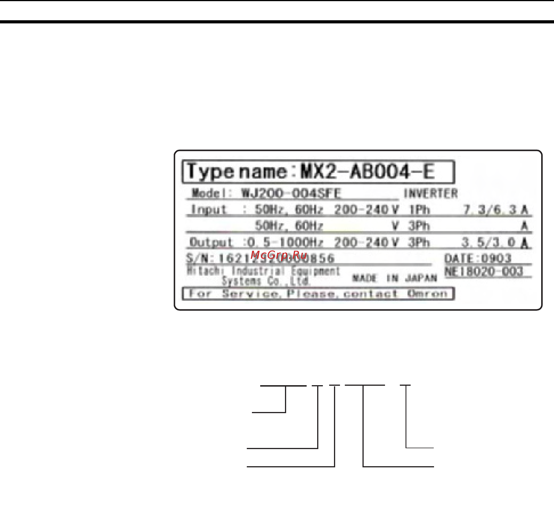 Omron 3G3MX2-DB002-EC [24/372] 1 2 паспортная табличка