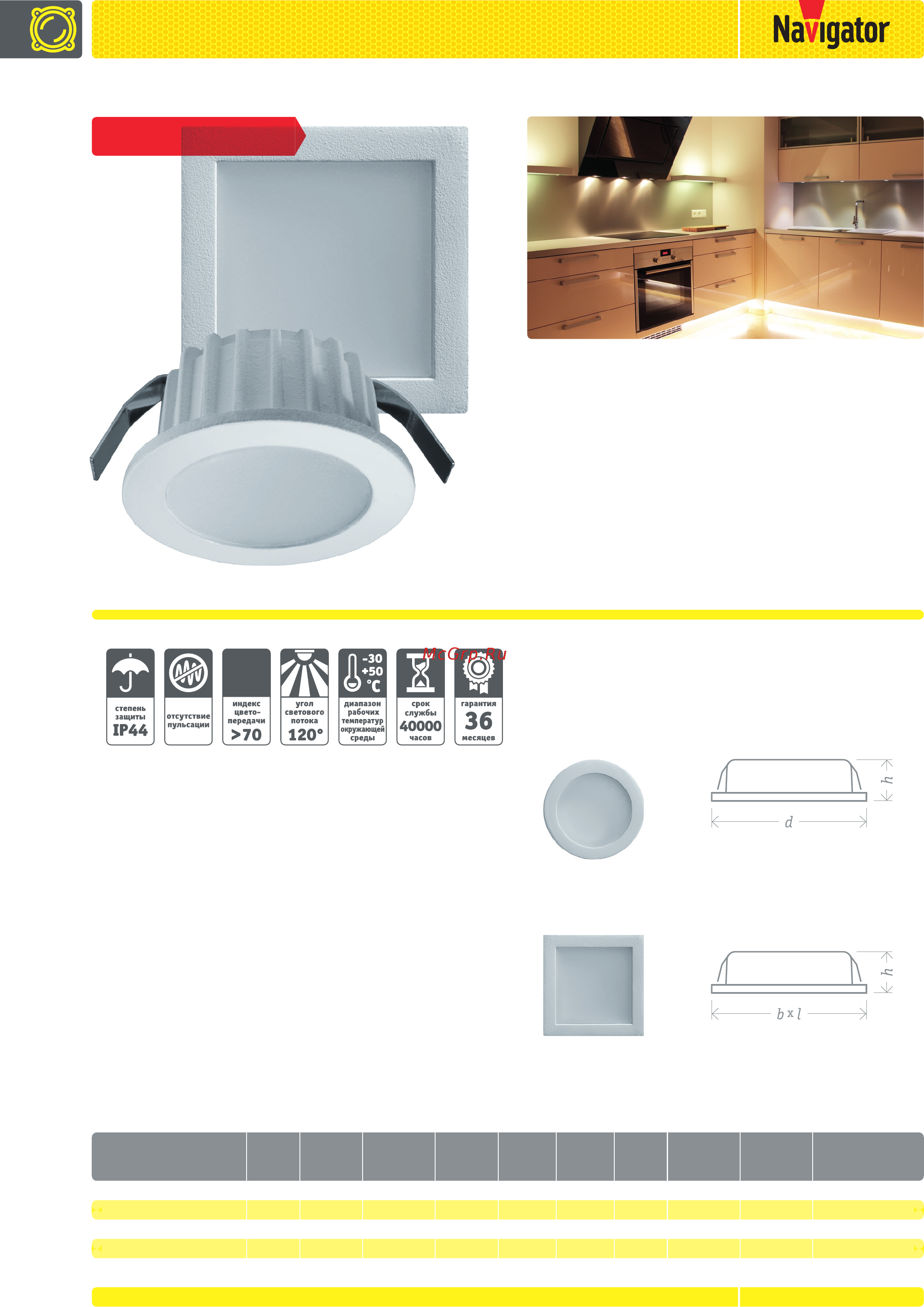 Navigator NDL-RP4-3W-840-WH-LED Листовка онлайн