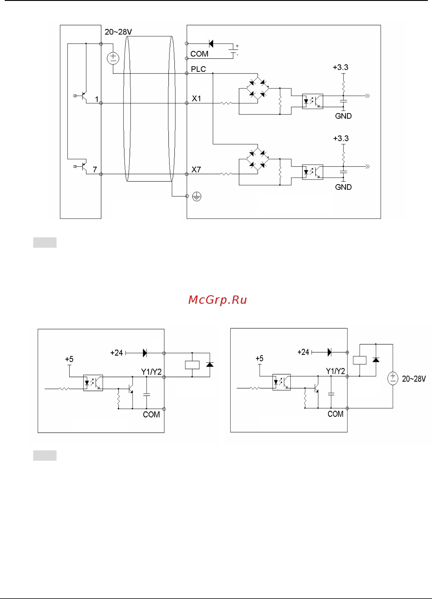 Tecorp HC2V8G4055 [49/182] Note the short circuit plate between terminal 24v and terminal plc must be removed