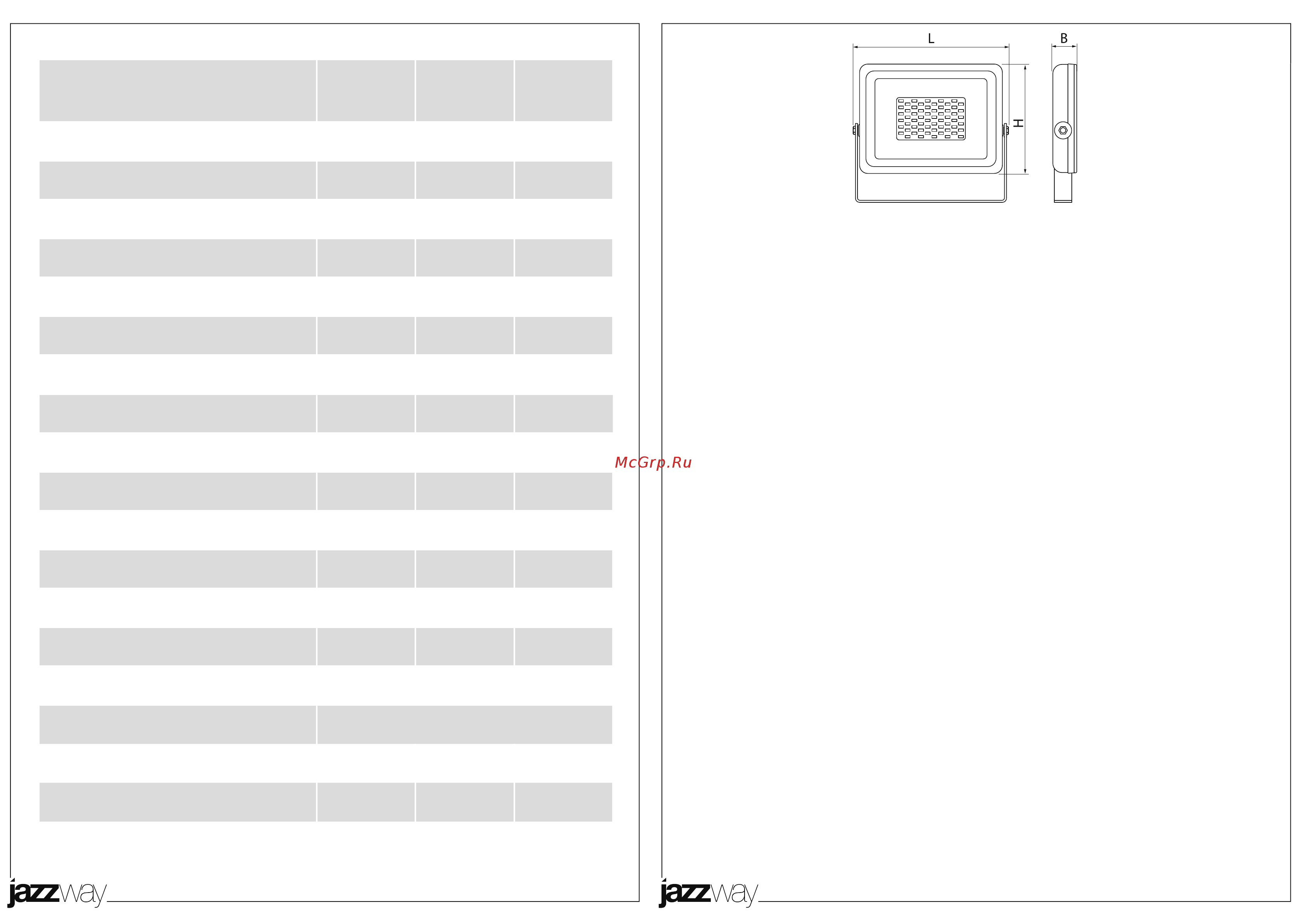 JazzWay PFL-SC Blue 20Вт IP65 190-260В закален. стекло 5010475 [2/2] Технические характеристики