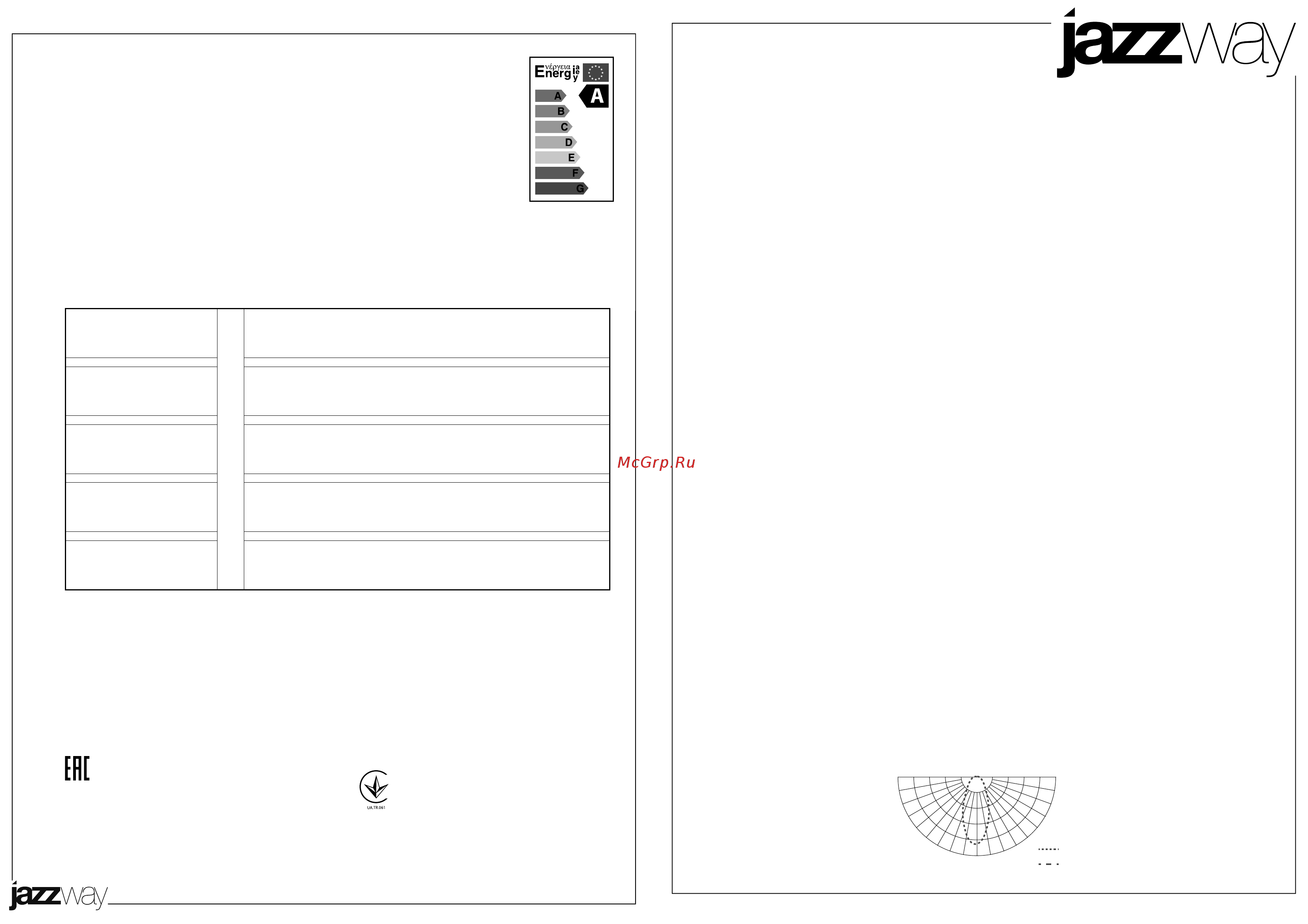 JazzWay PSP-R 9044 7w 3000K 38° SILV IP40 Инструкция по эксплуатации онлайн