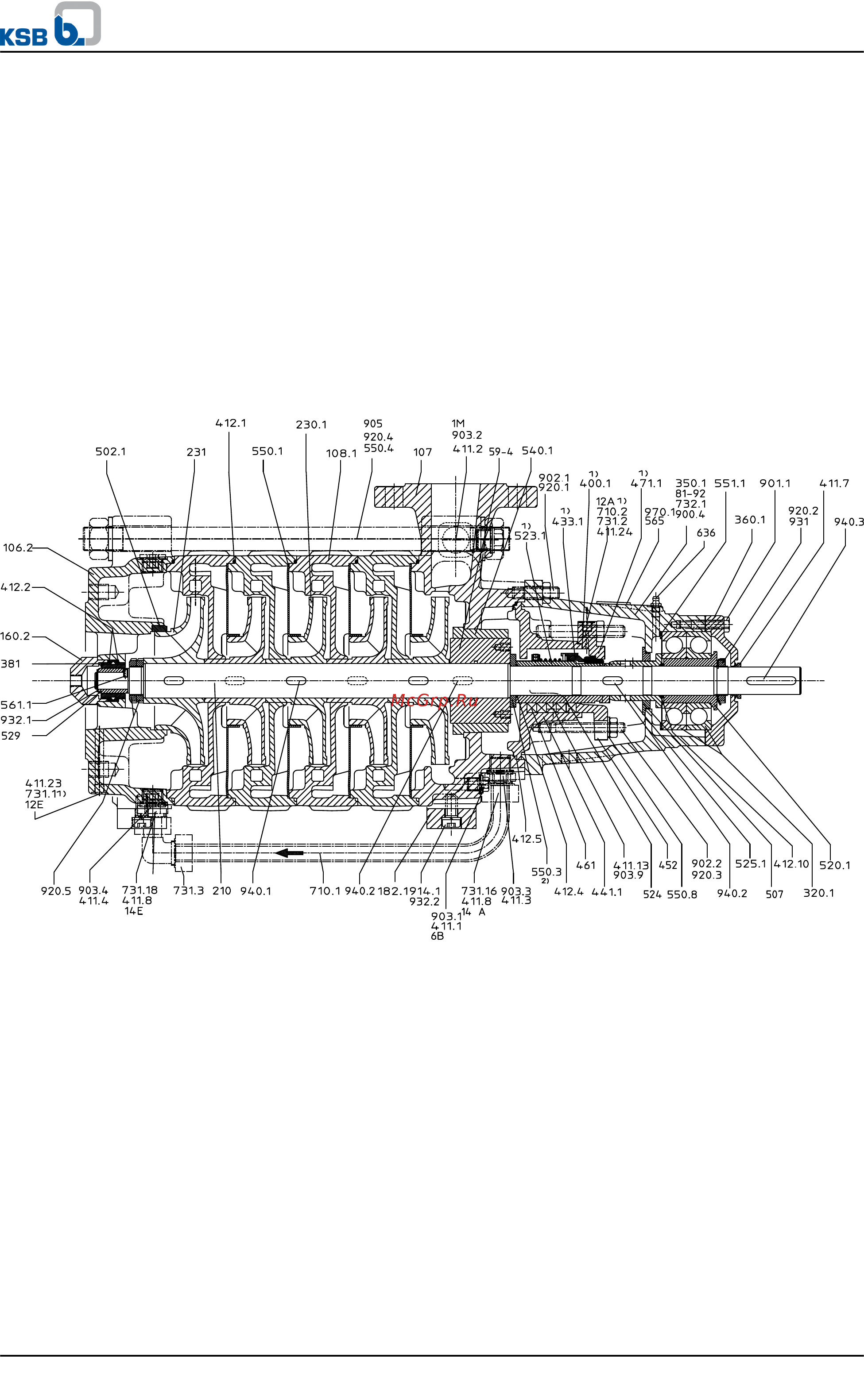 KSB Multitec MTC B 50/5F [87/100] Общая схема со спецификацией деталей
