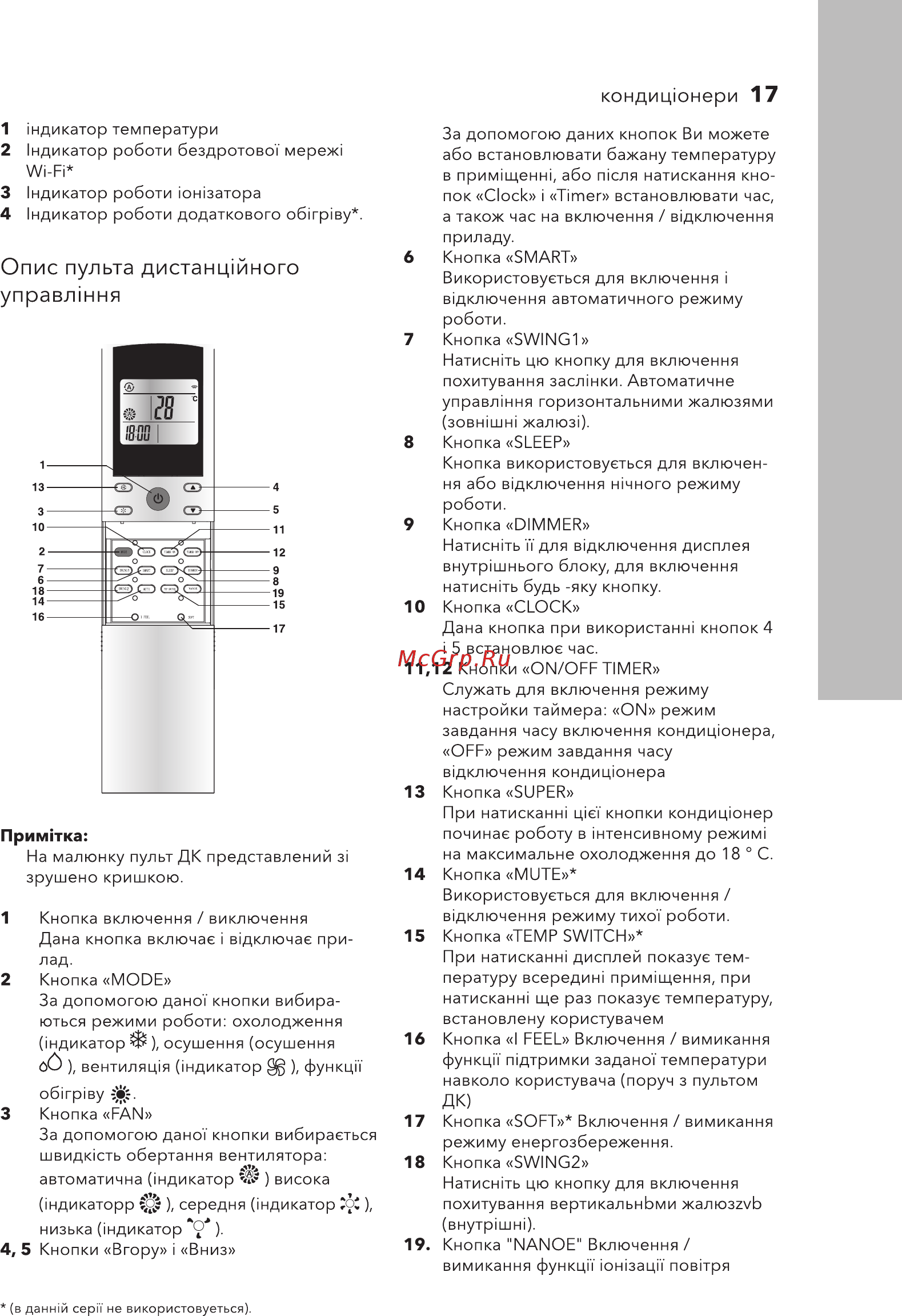 Electrolux EACS/I-14HEV/N3 [17/36] Опис пульта дистанц йного управл ння