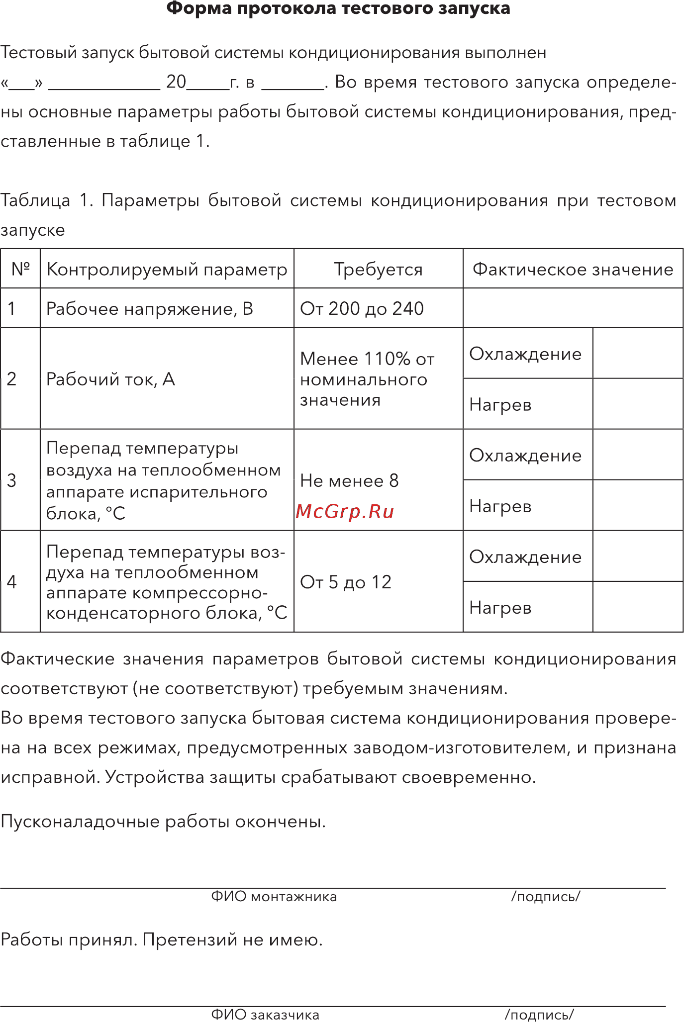 Electrolux Evolution Super DC Inverter EACS/I-14HEV/N3 комплект НС-1155801 [27/36] Форма протокола тестового запуска