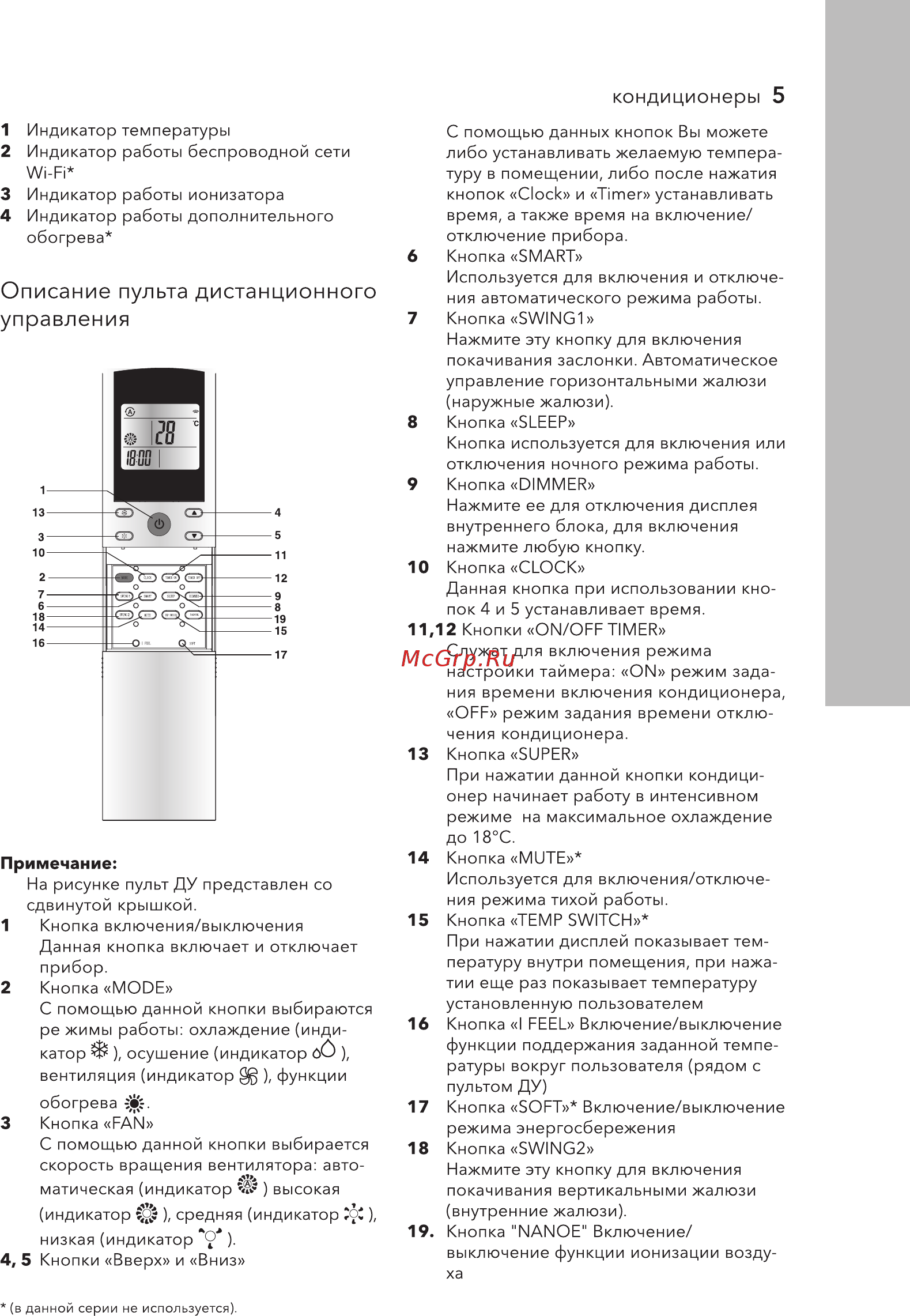 Electrolux EACS/I-14HEV/N3 [5/36] Описание пульта дистанционного управления