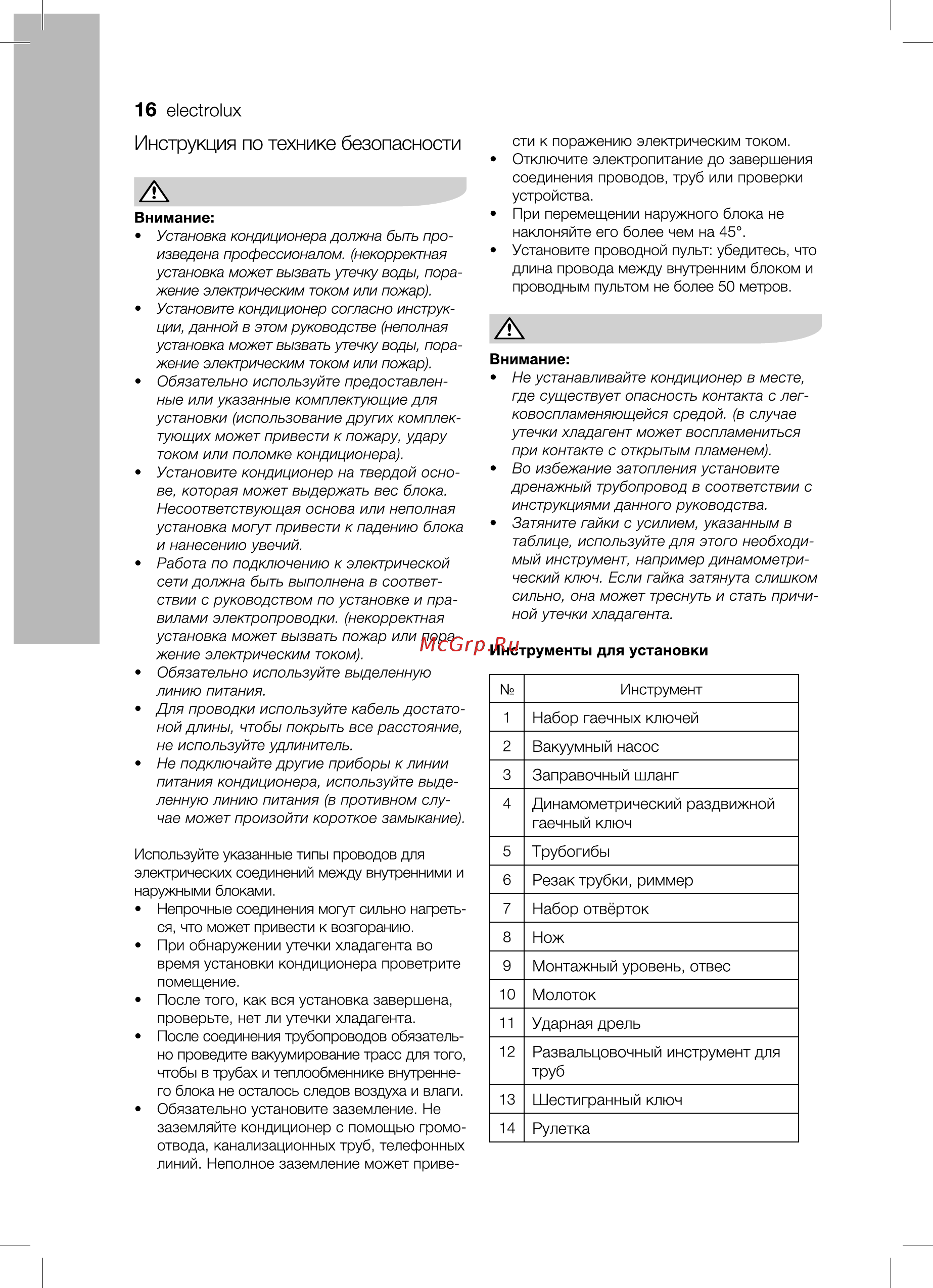 Electrolux EACС-18H/UP2/N3_LAK [16/36] Инструкция по технике безопасности