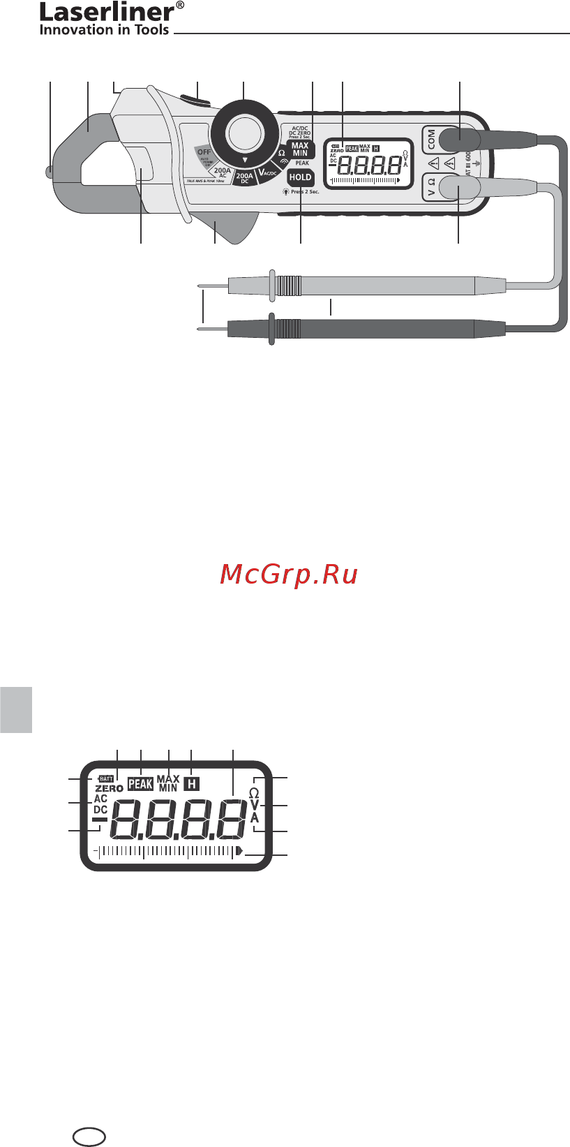 Laserliner ClampMeter XP [54/72] 4 5 6 7 8 1