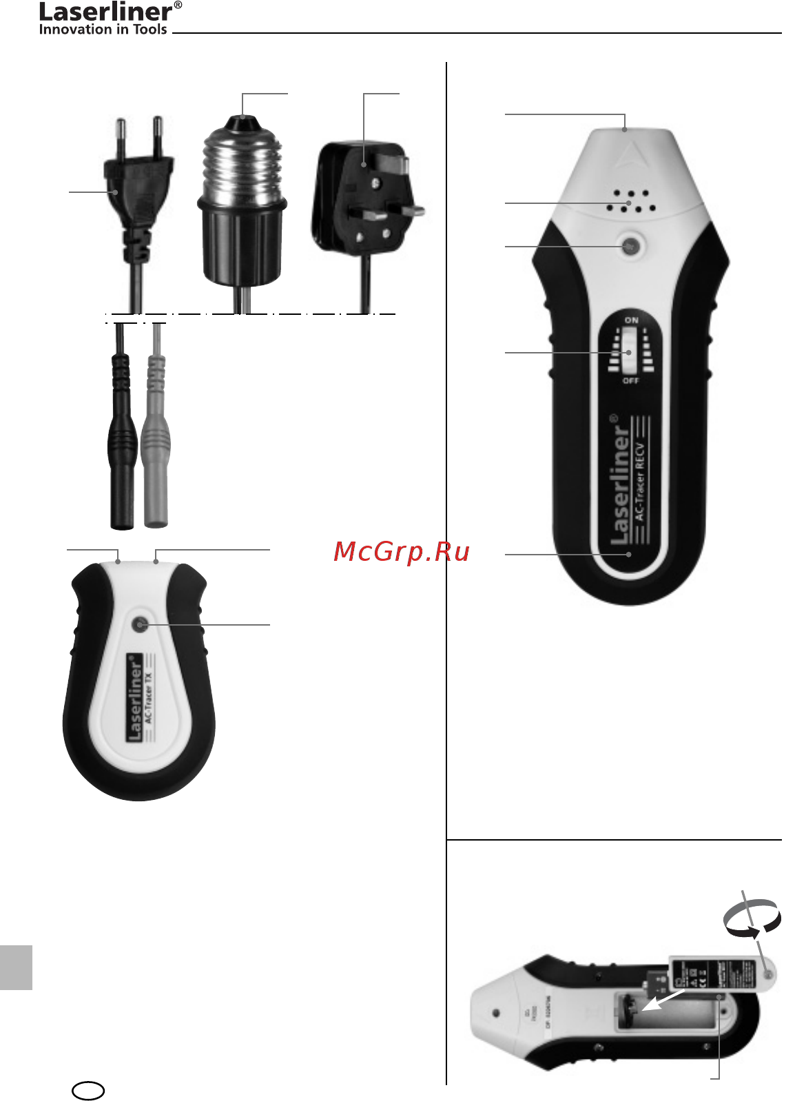 Laserliner AC-Tracer 083.050A [118/136] Introducerea bateriei