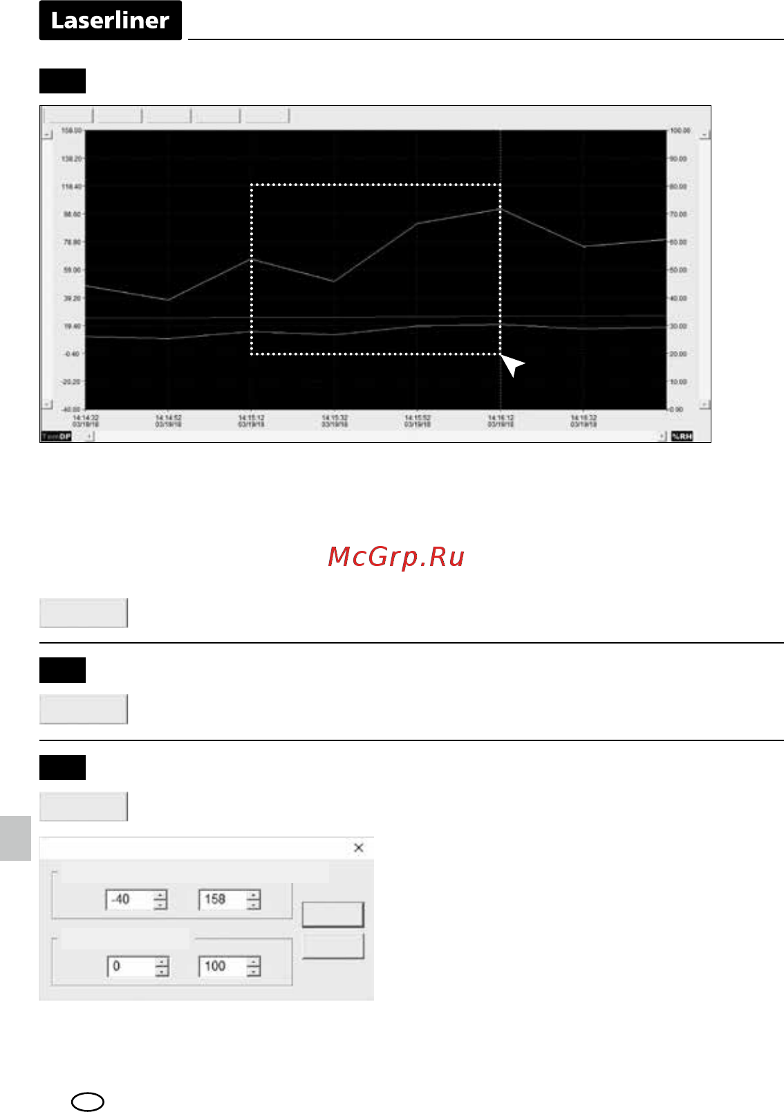 Laserliner ClimaData-Box 082.031A [54/68] Mõõtühiku ümberseadmine c f