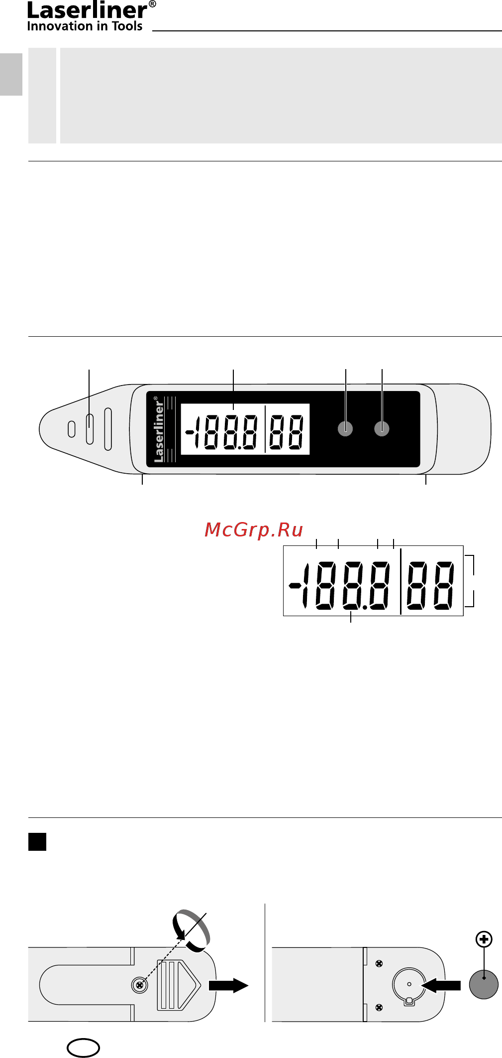 Laserliner ClimaPilot 082.034A [2/68] Batterie einlegen