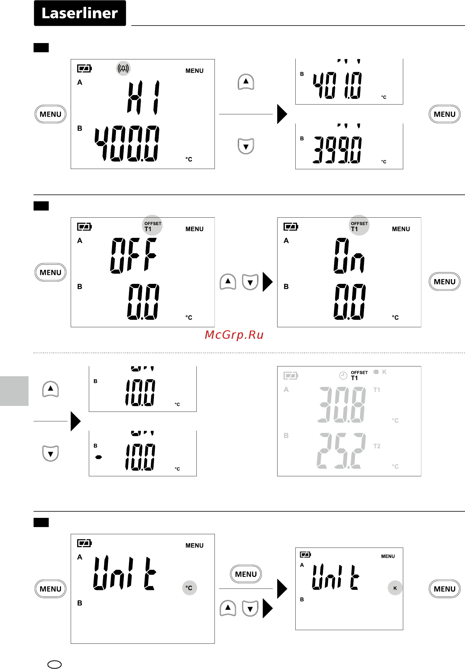 Laserliner ThermoMaster Plus 082.036A [48/72] Innstilling av temperaturenheten