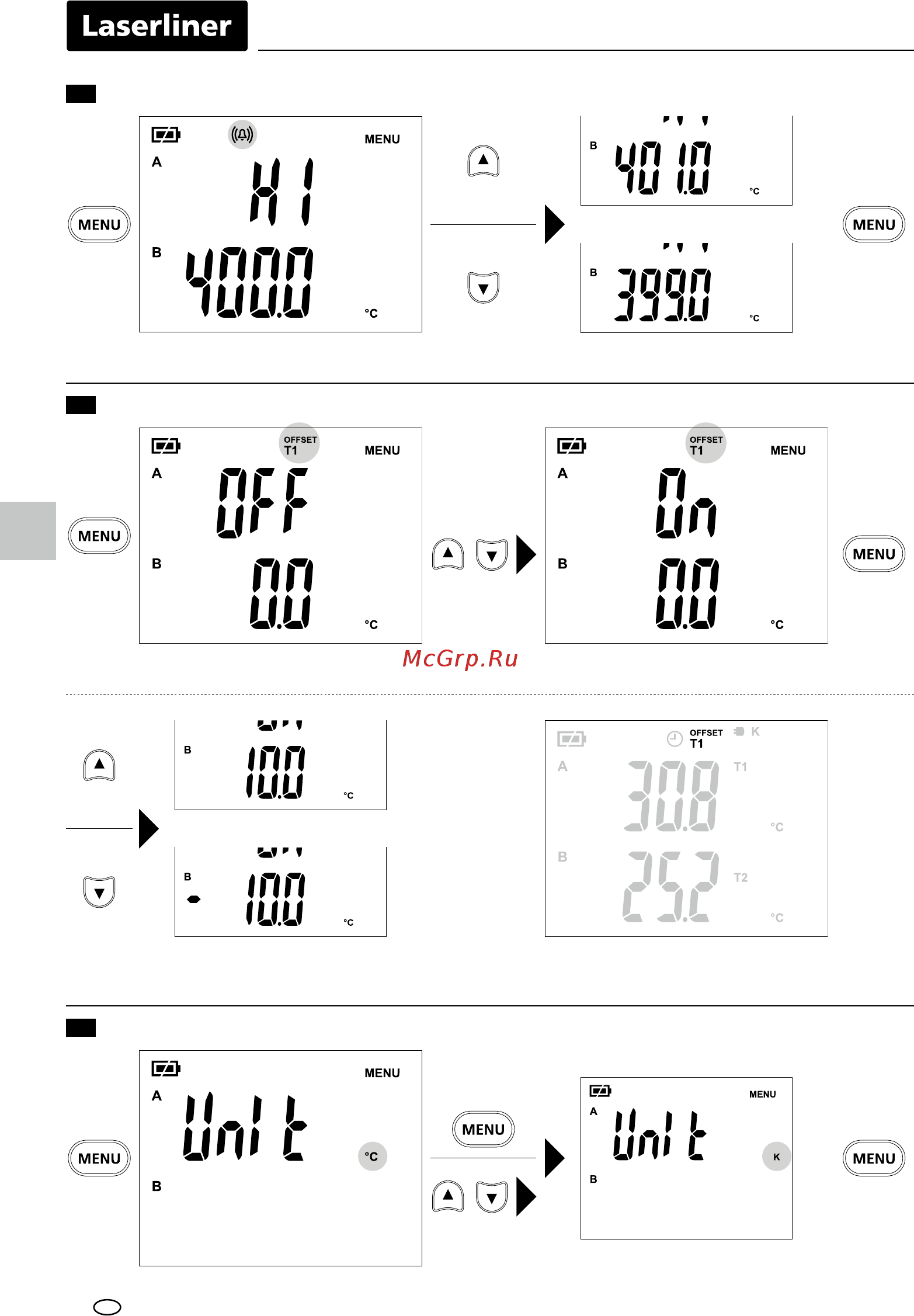 Laserliner ThermoMaster Plus 082.036A [8/72] Alarm temperaturowy hi