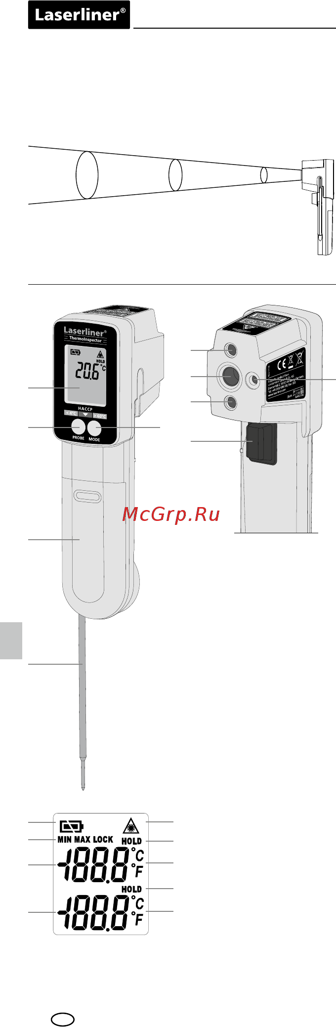 Laserliner Thermoinspector 082.037A [20/52] Označování cílů duálním laserem