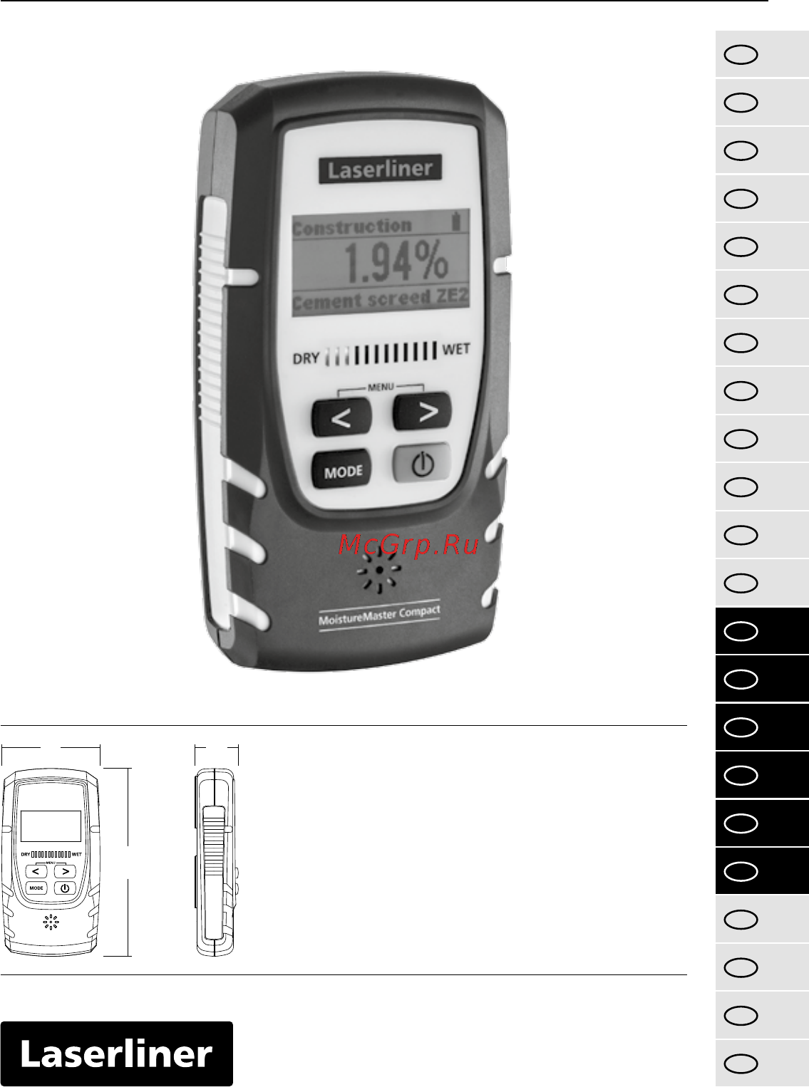 Laserliner MoistureMaster Compact 082.333A Инструкция по эксплуатации онлайн