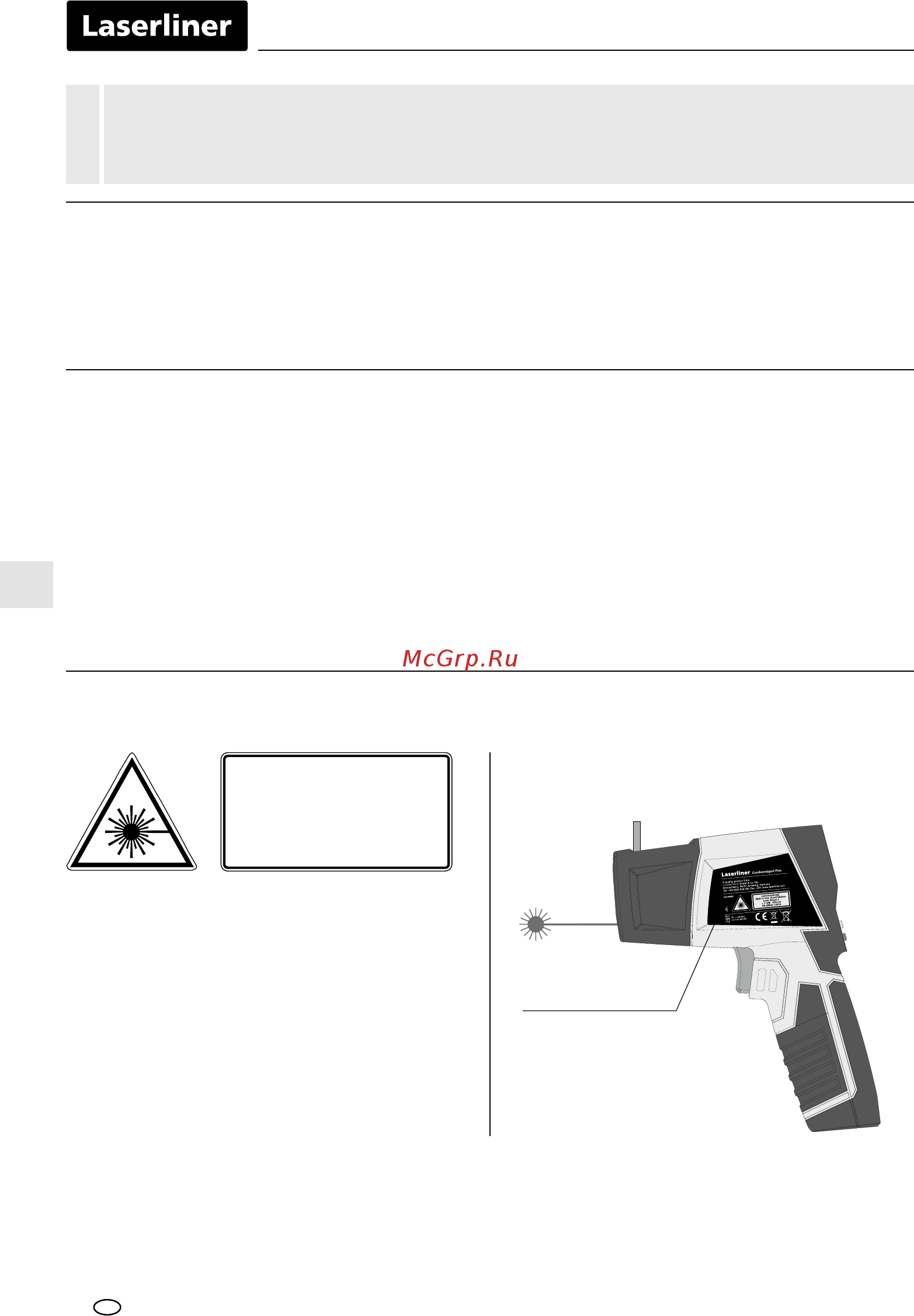 Laserliner CondenseSpot Plus 082.046A [10/68] Allmänna säkerhetsföreskrifter