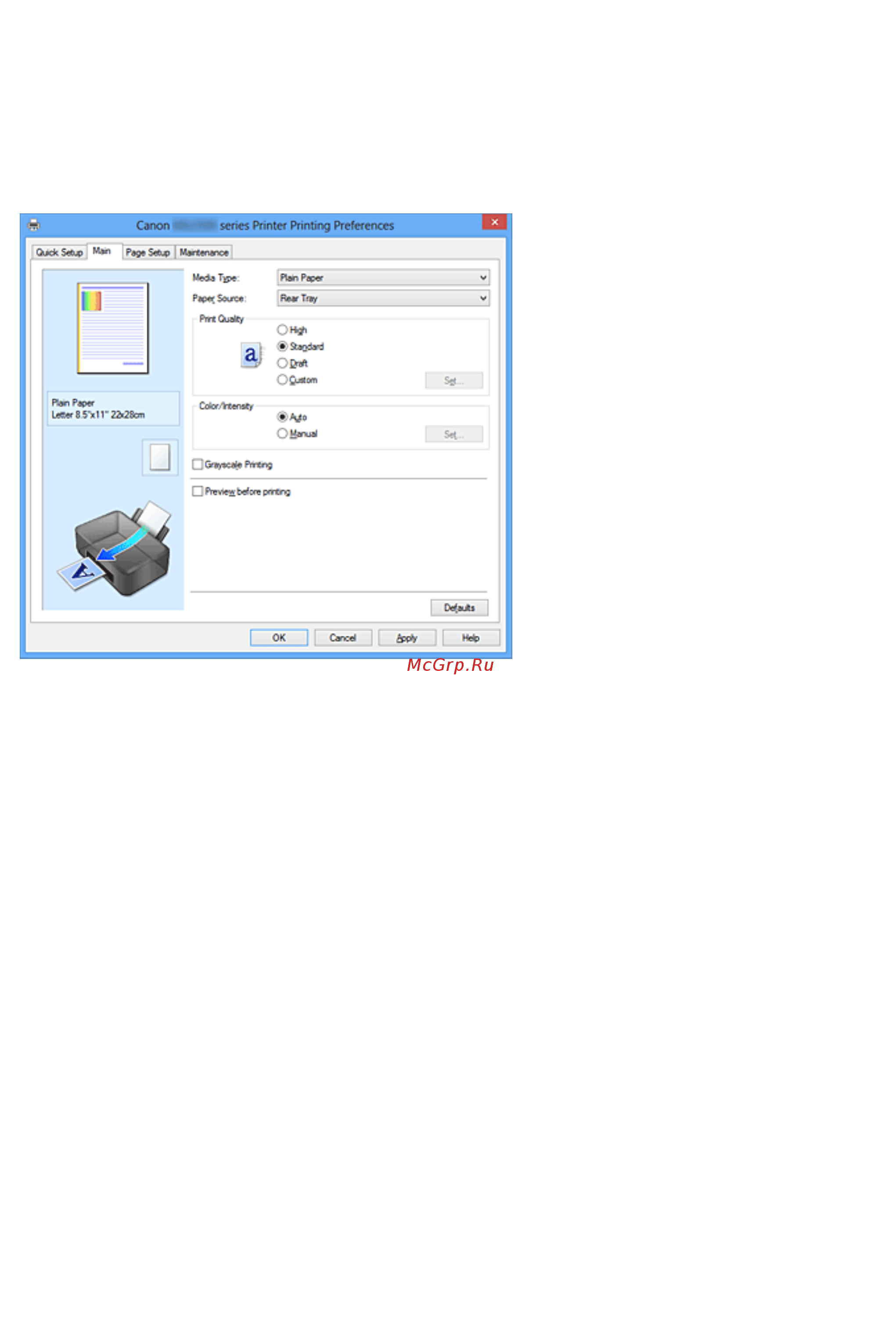 Canon PIXMA  MG2545 [380/638] Описание вкладки главная