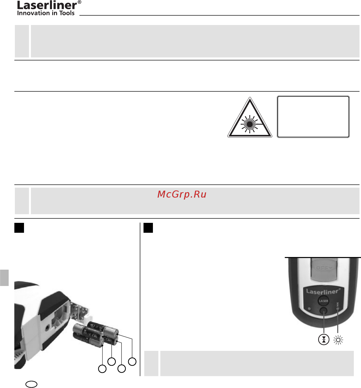 Laserliner SuperCross-Laser 2P 081.125A [62/92] Vkládání baterií