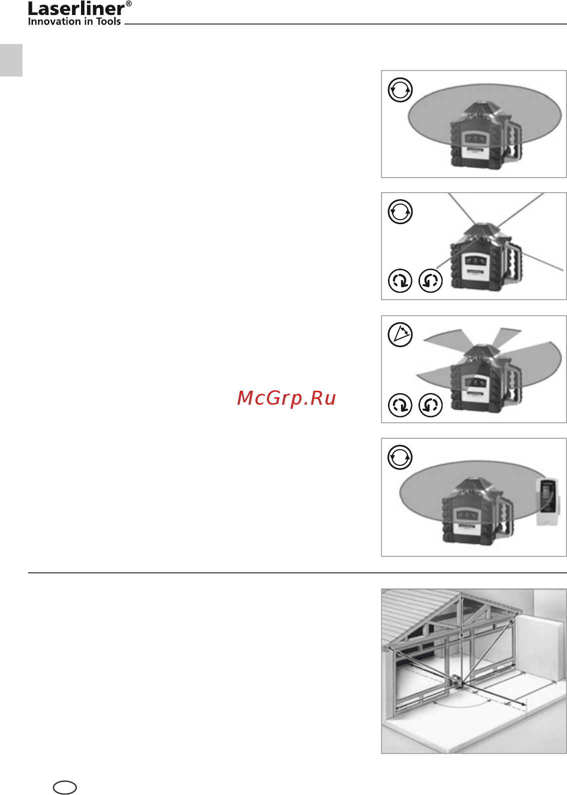 Laserliner Quadrum 410 S 053.00.07A [10/136] Arbeiten mit dem referenz bzw lotlaser