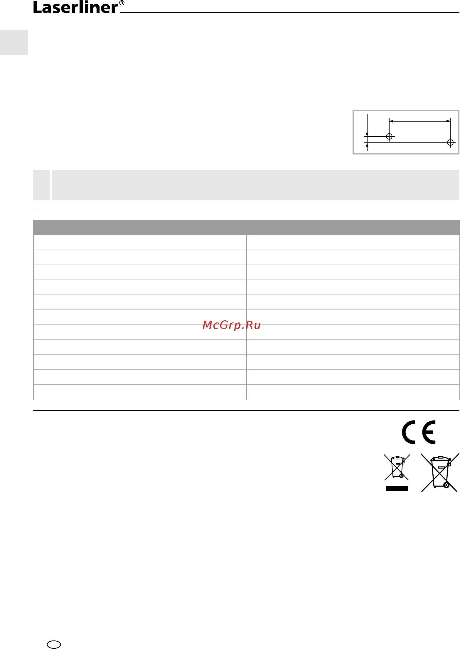 Laserliner MasterCross-Laser 2 031.350A [6/60] Technische daten