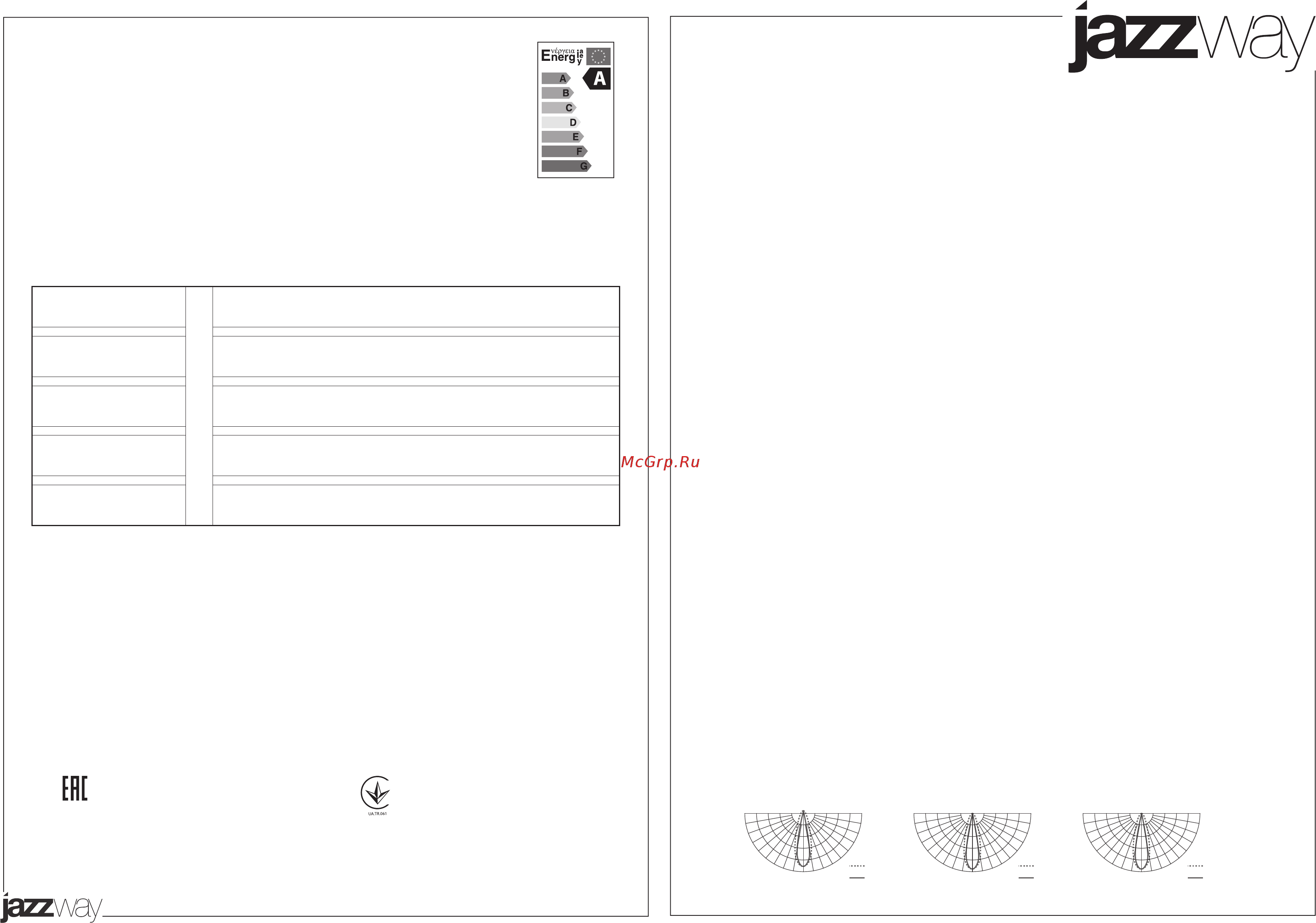JazzWay PTR 0325 25w 4000K 24° BL IP40 Инструкция по эксплуатации онлайн