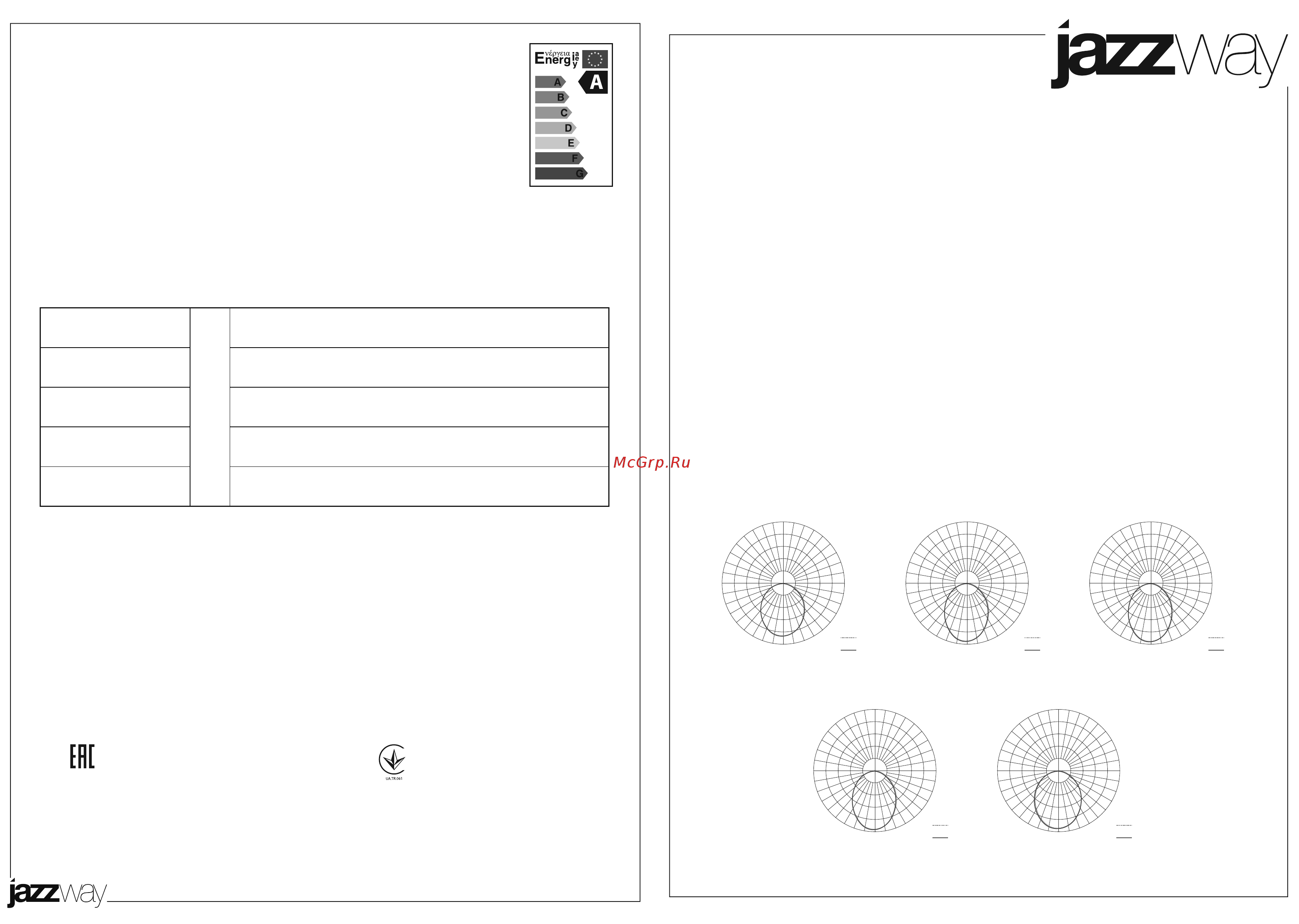JazzWay PLED DL2 35W Fr/Wh 6500K IP40 Инструкция по эксплуатации онлайн