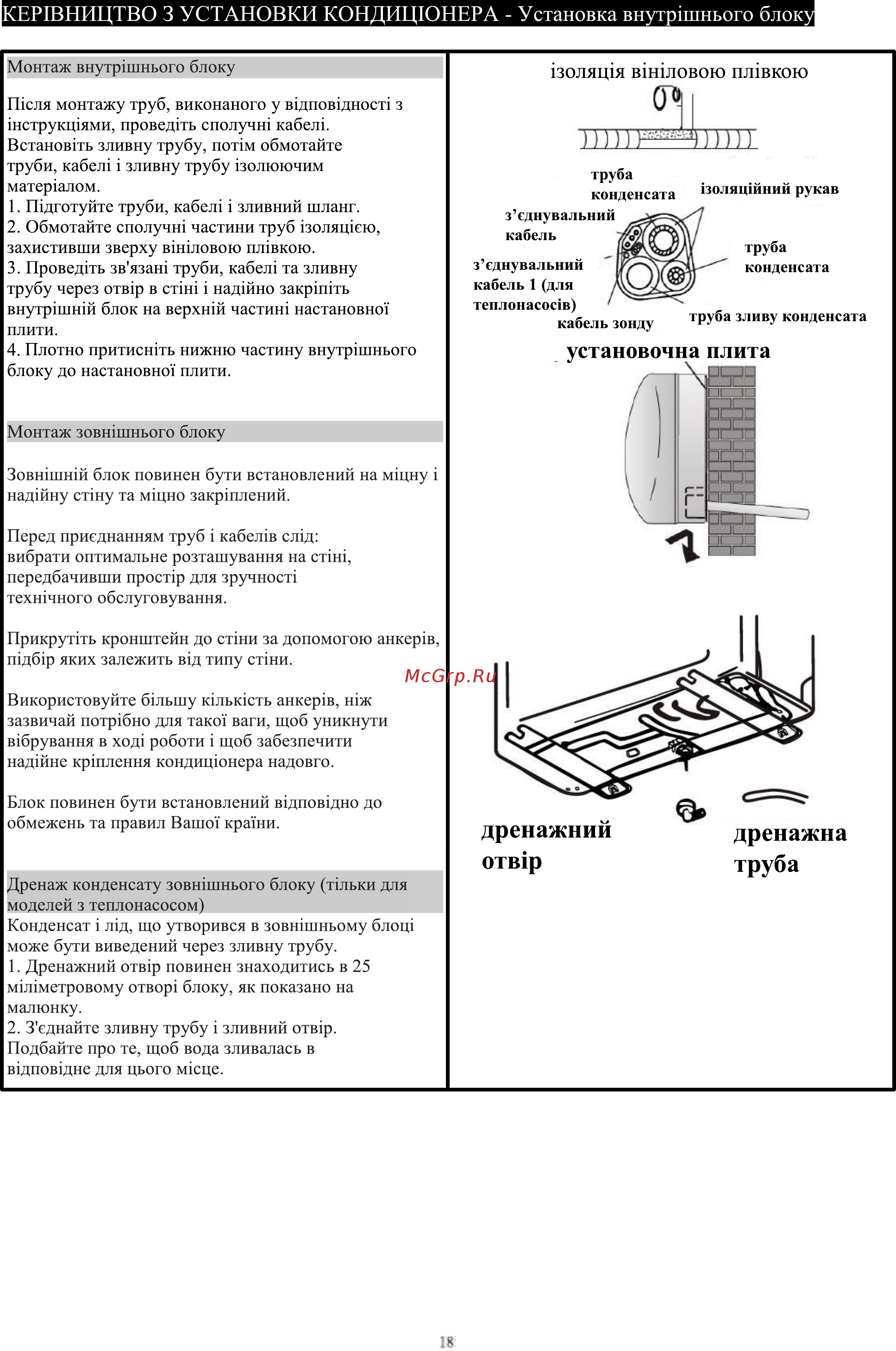 ERGO AC 1218 CHW [20/29] Кер1вництв0 3 установки кондицюнера установка внутршнього блок