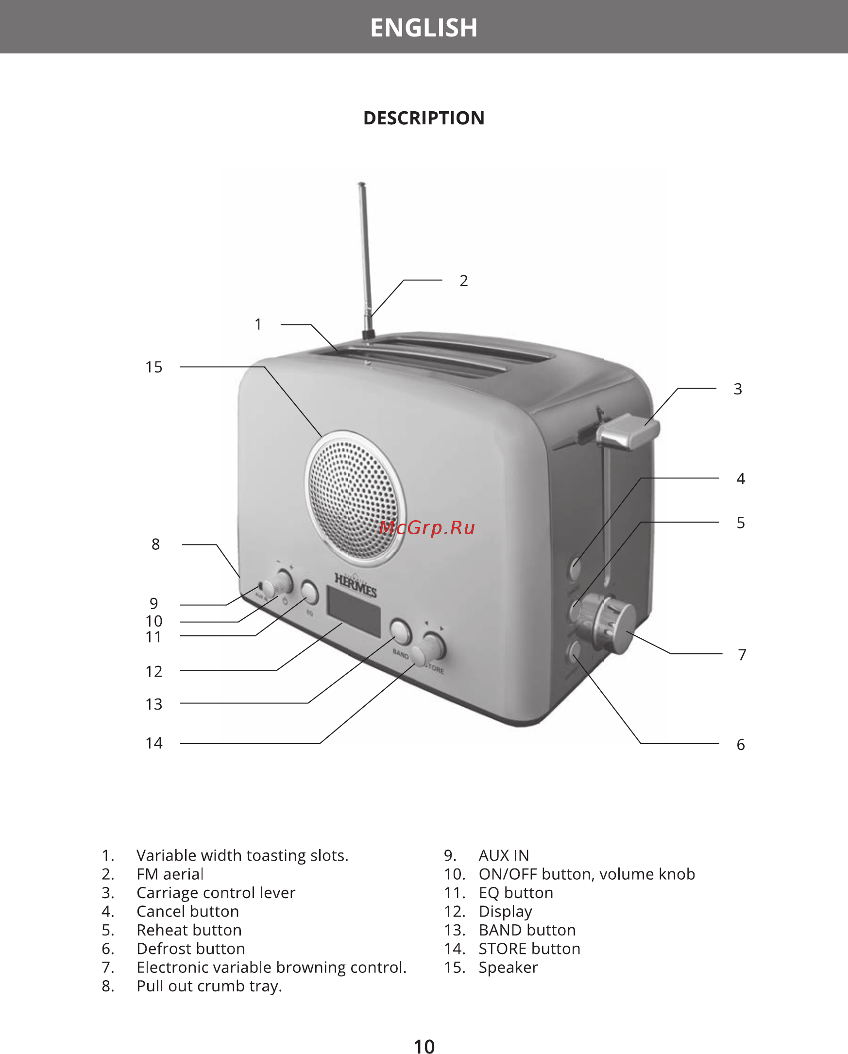 Hermes Technics HT-TO104 с радио [12/20] English