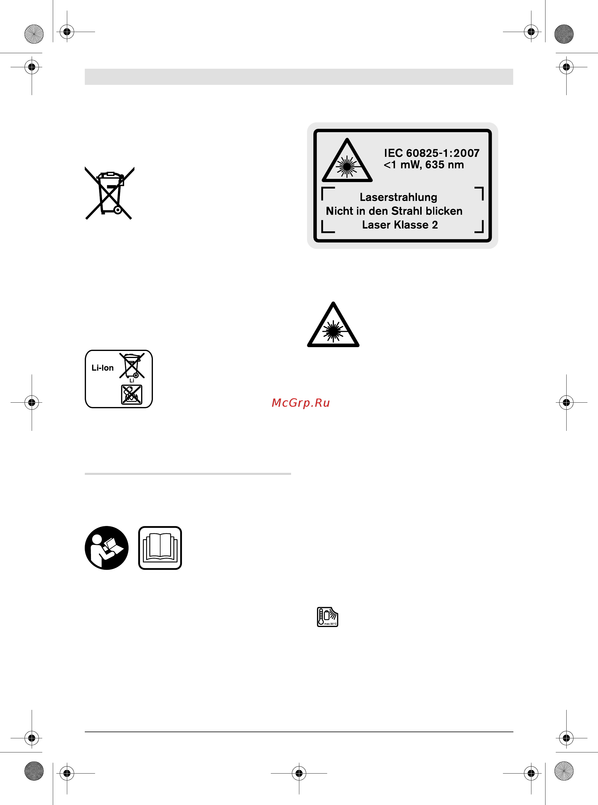 Bosch GLM 100 C 0.601.072.700 [93/370] Sikkerhedsinstrukser
