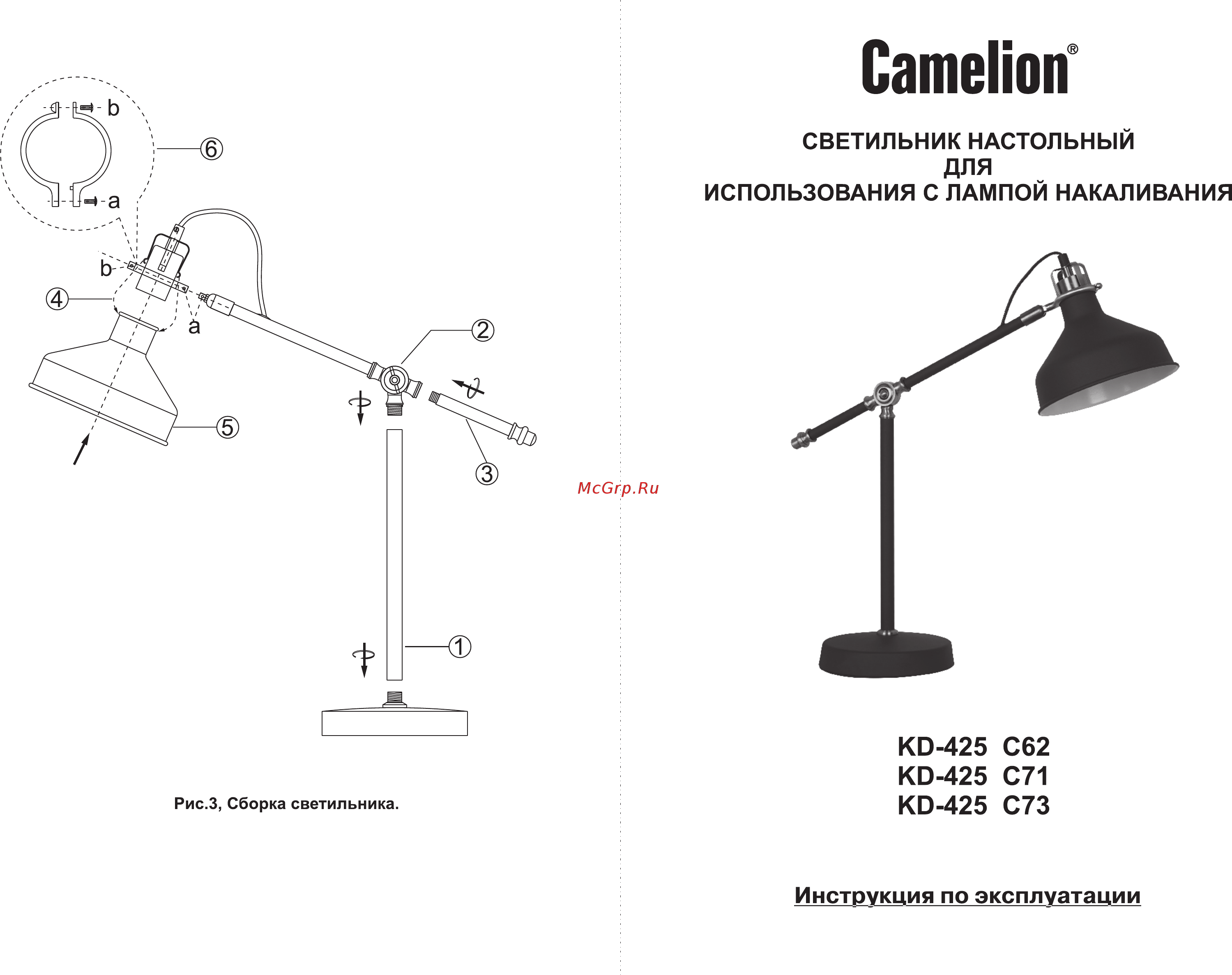 Camelion Amsterdam KD-425 C62 Инструкция по эксплуатации онлайн