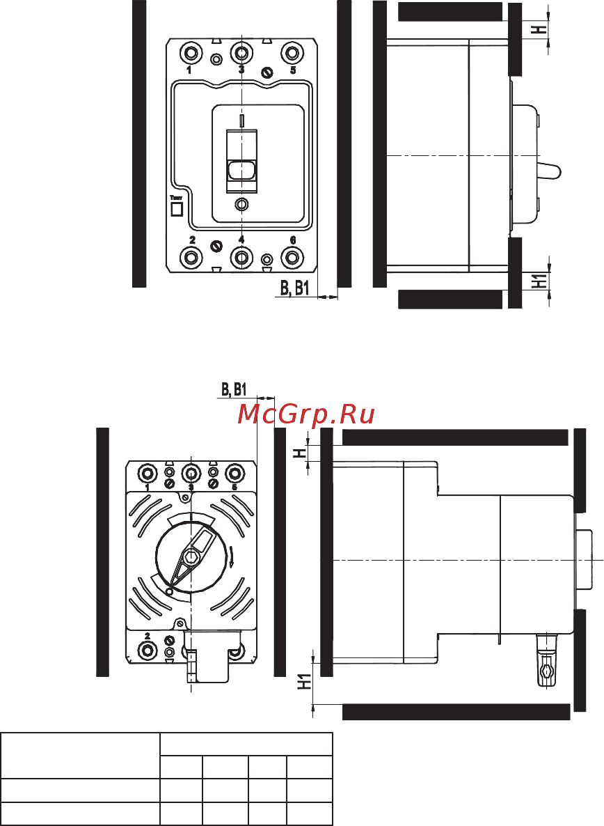 КЭАЗ ВА57-35-344710-250А-2500-690AC-НР24DC-УХЛ3 [34/44] Минимально допустимые расстояния от выключателей до металлических частей