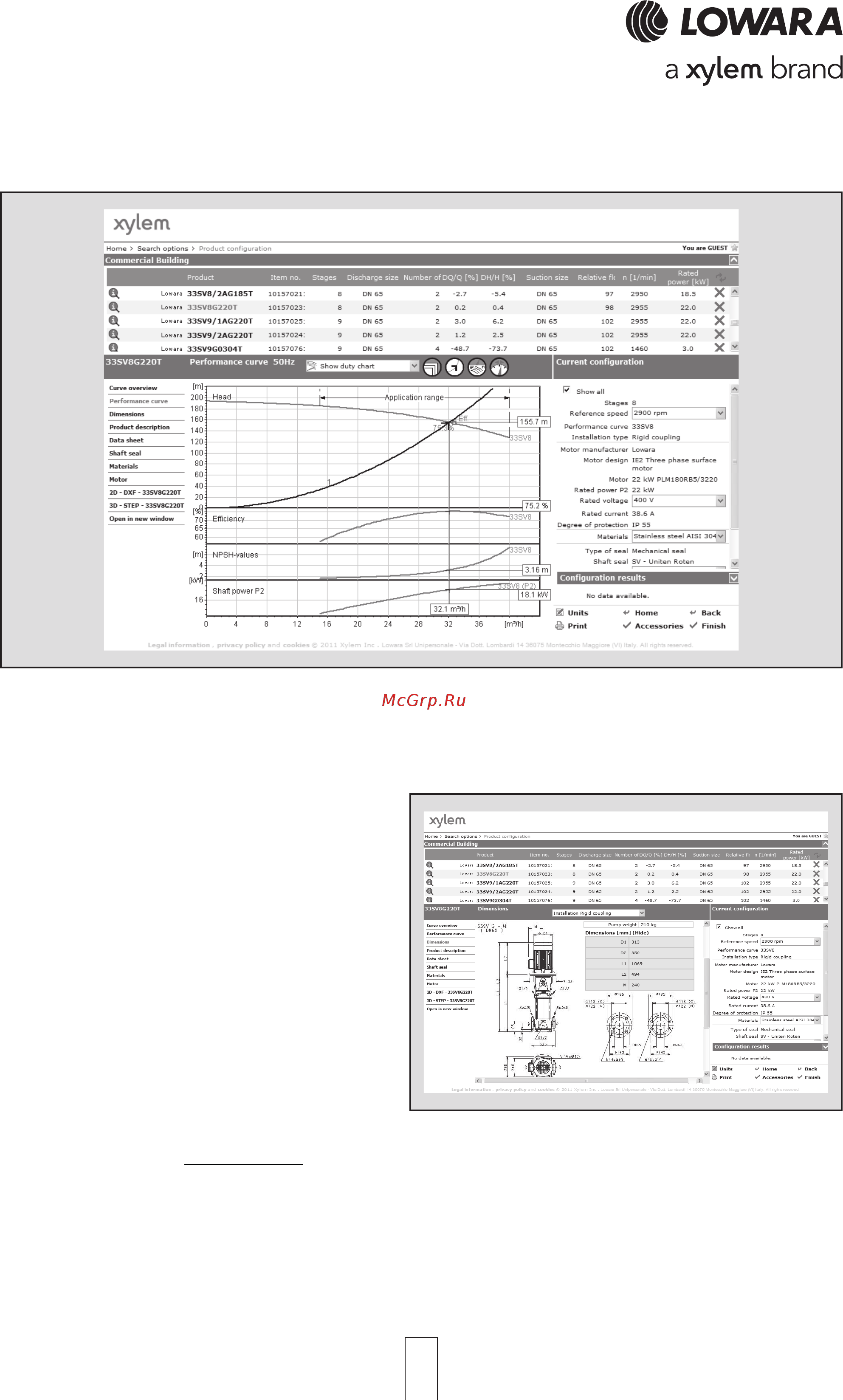 Lowara 10SV 05K022 1015L119C [70/72] Further product selection and documentation xylec