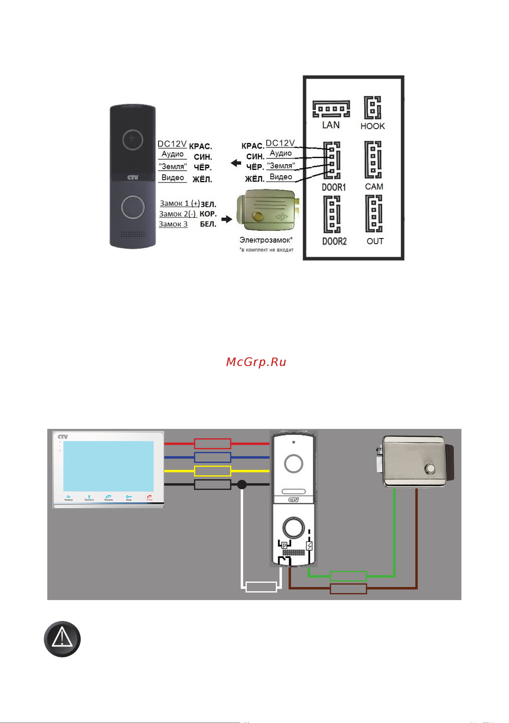 CTV CTV-DP2700IP NG (B) [13/48] Схема подключения панели замковая часть