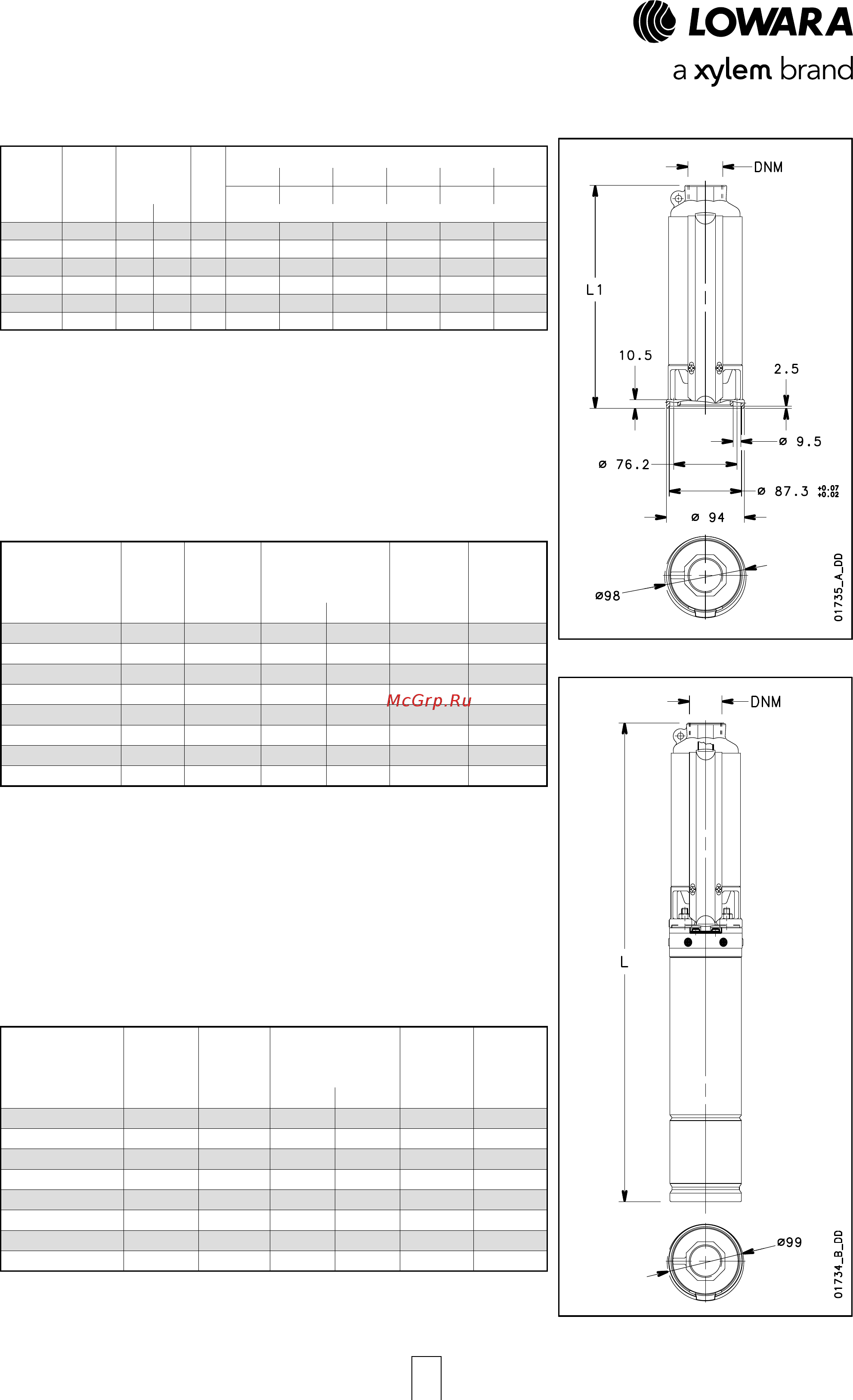 Lowara e-GS 8 GSL 75RT/B-L4C [23/47] Gs series operating characteristics at 50 hz