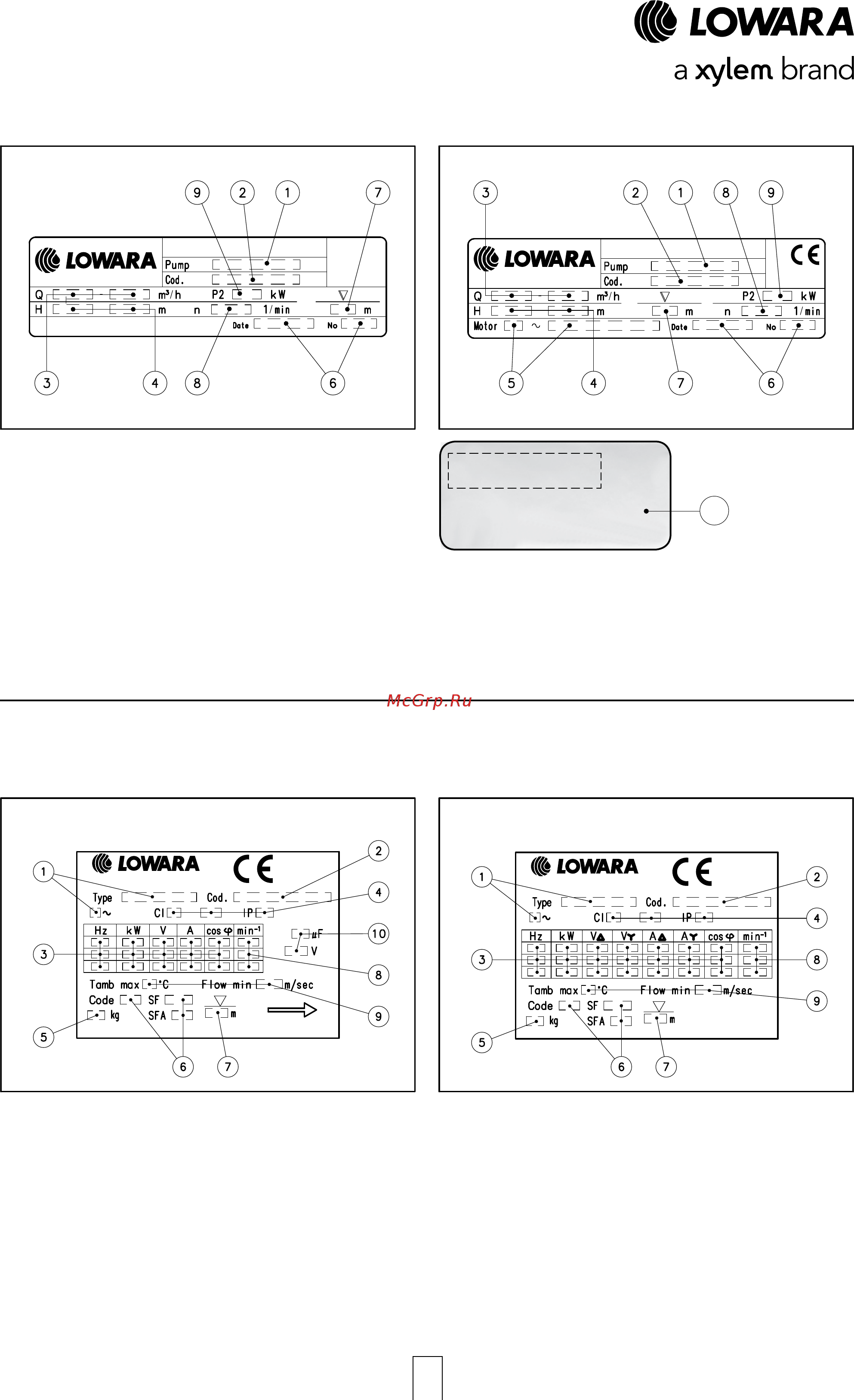Lowara e-GS 12GSL40T/B-L4C [8/47] Legend