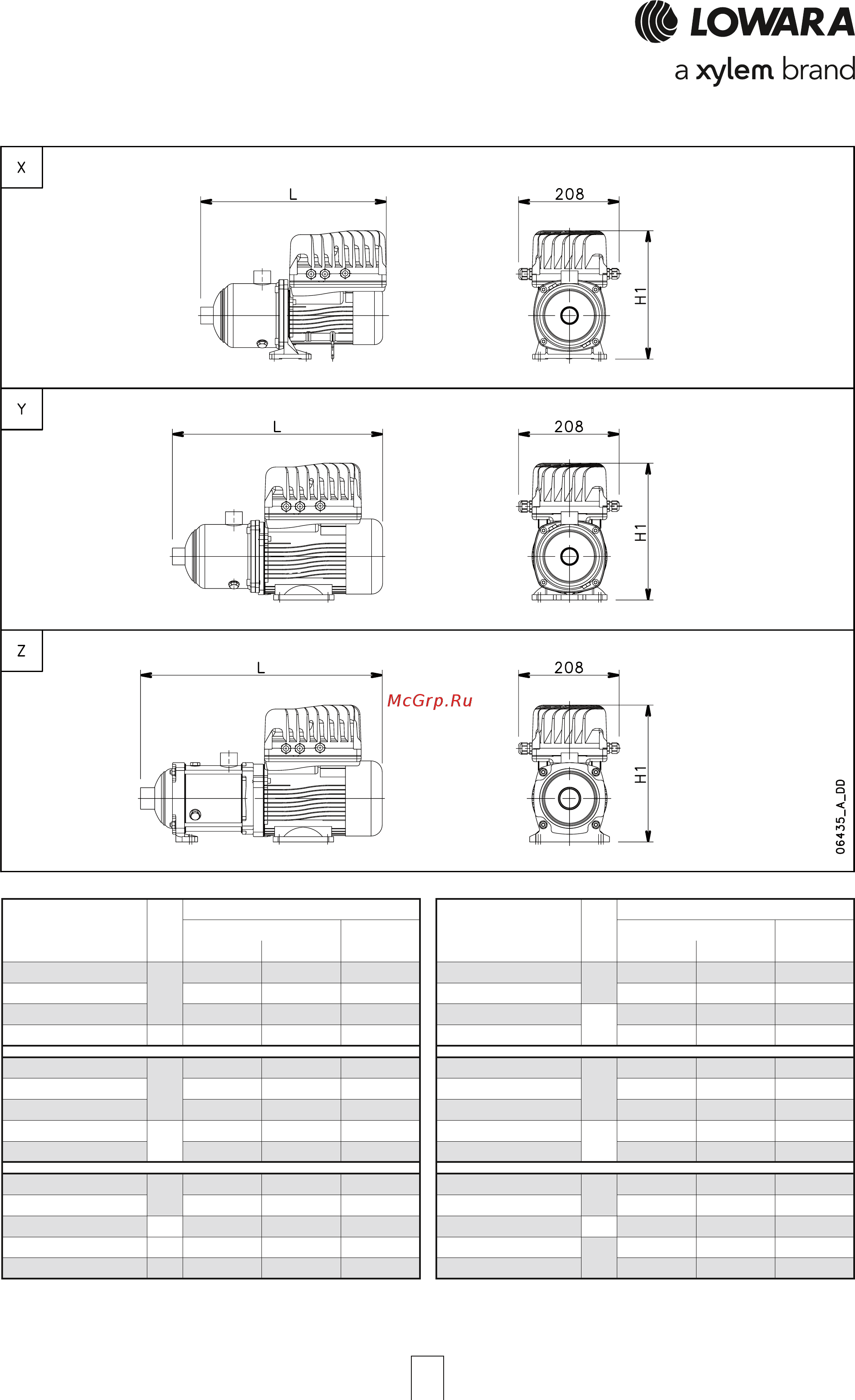 Lowara e-HM 1HM09N05M [66/84] Серия tks hm размеры и вес 2 х полюсные двигатели 50 гц