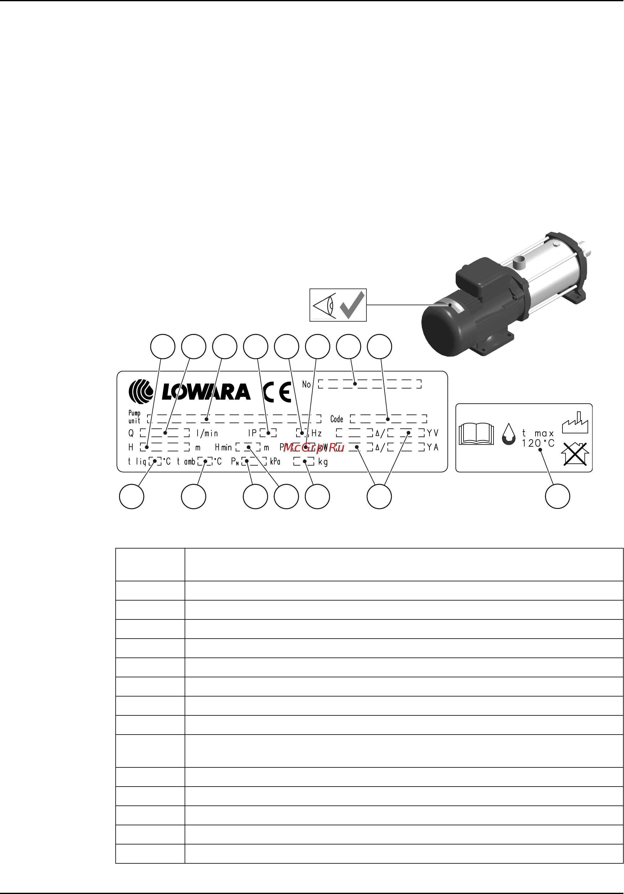Lowara e-HM-N 10HM04N15T [11/48] Паспортная табличка