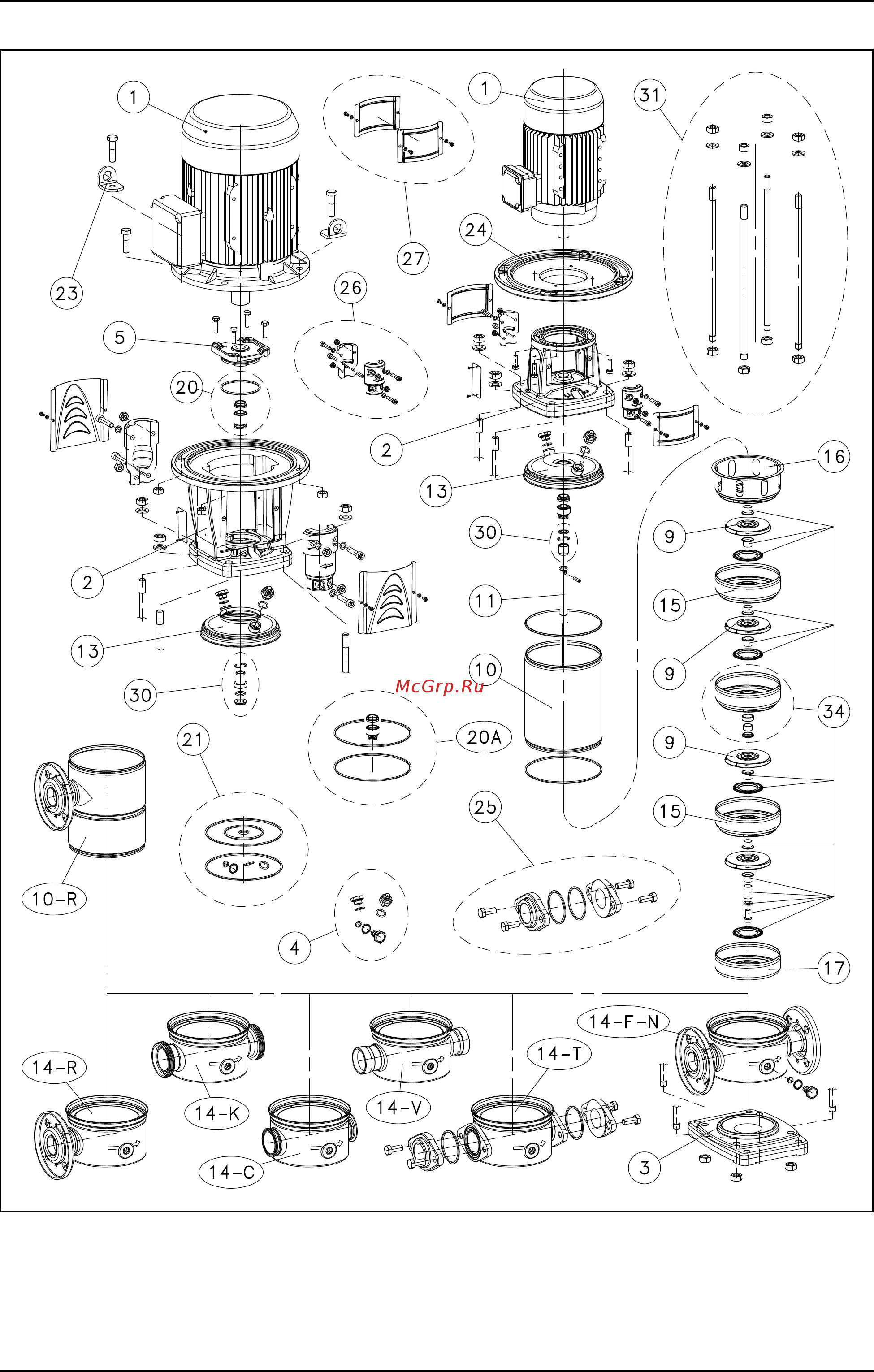 Lowara e-SV 33SV9GH220T [269/280] 3 5 10 15 22 sv