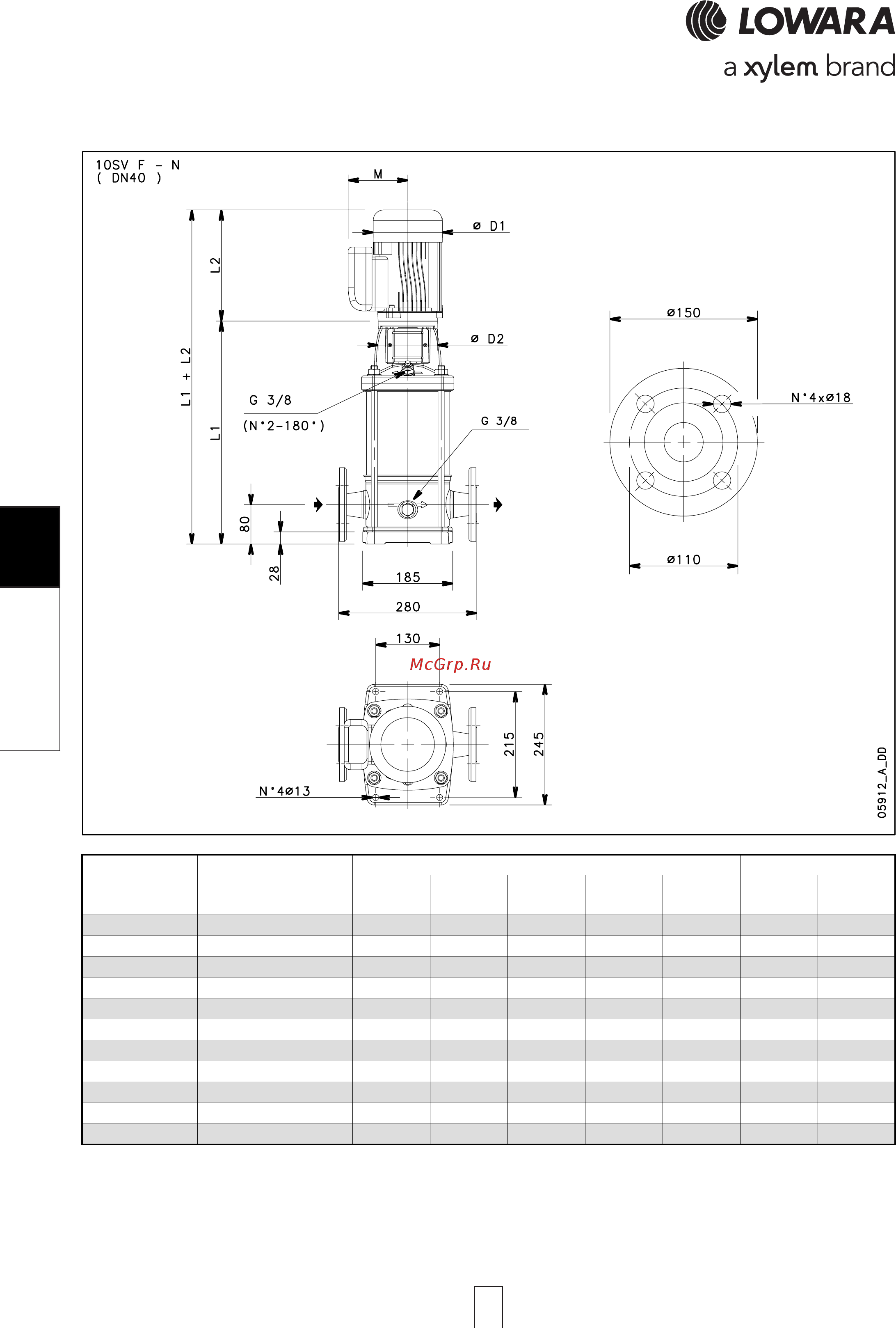 Lowara e-SV 66SV7/1AGL370T [168/264] Sv series 10sv series 10sv series 10sv series 10sv series dimensions and weights a dimensions and weights a dimensions and weights a dimensions and weights a dimensions and weights at 50 hz 4 pole t 50 hz 4 pole t 50 hz 4 pole t 50 hz 4 pole t 50 hz 4 pole
