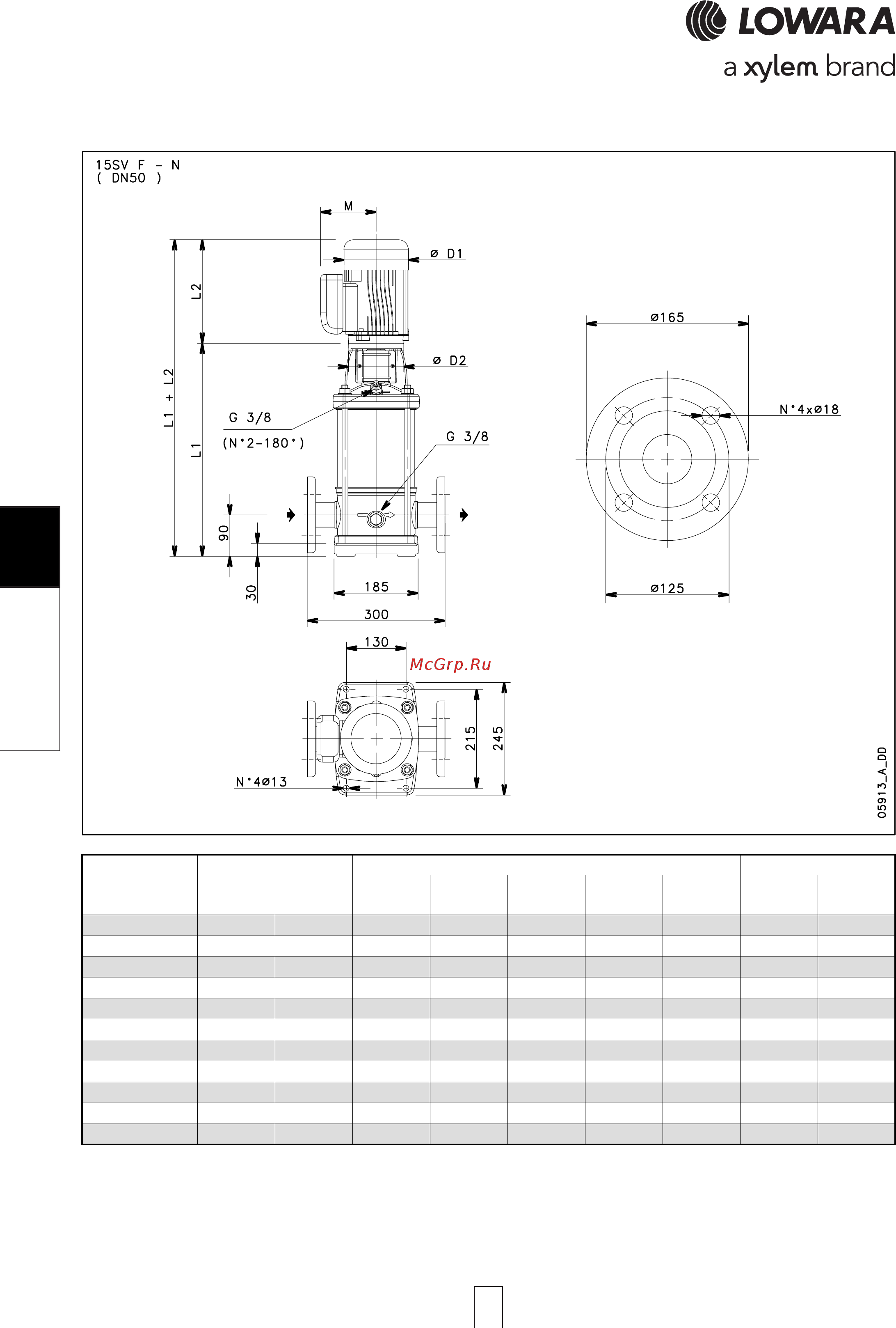 Lowara e-SV 5SV10FL015T [170/264] Sv series 15sv series 15sv series 15sv series 15sv series dimensions and weights a dimensions and weights a dimensions and weights a dimensions and weights a dimensions and weights at 50 hz 4 pole t 50 hz 4 pole t 50 hz 4 pole t 50 hz 4 pole t 50 hz 4 pole