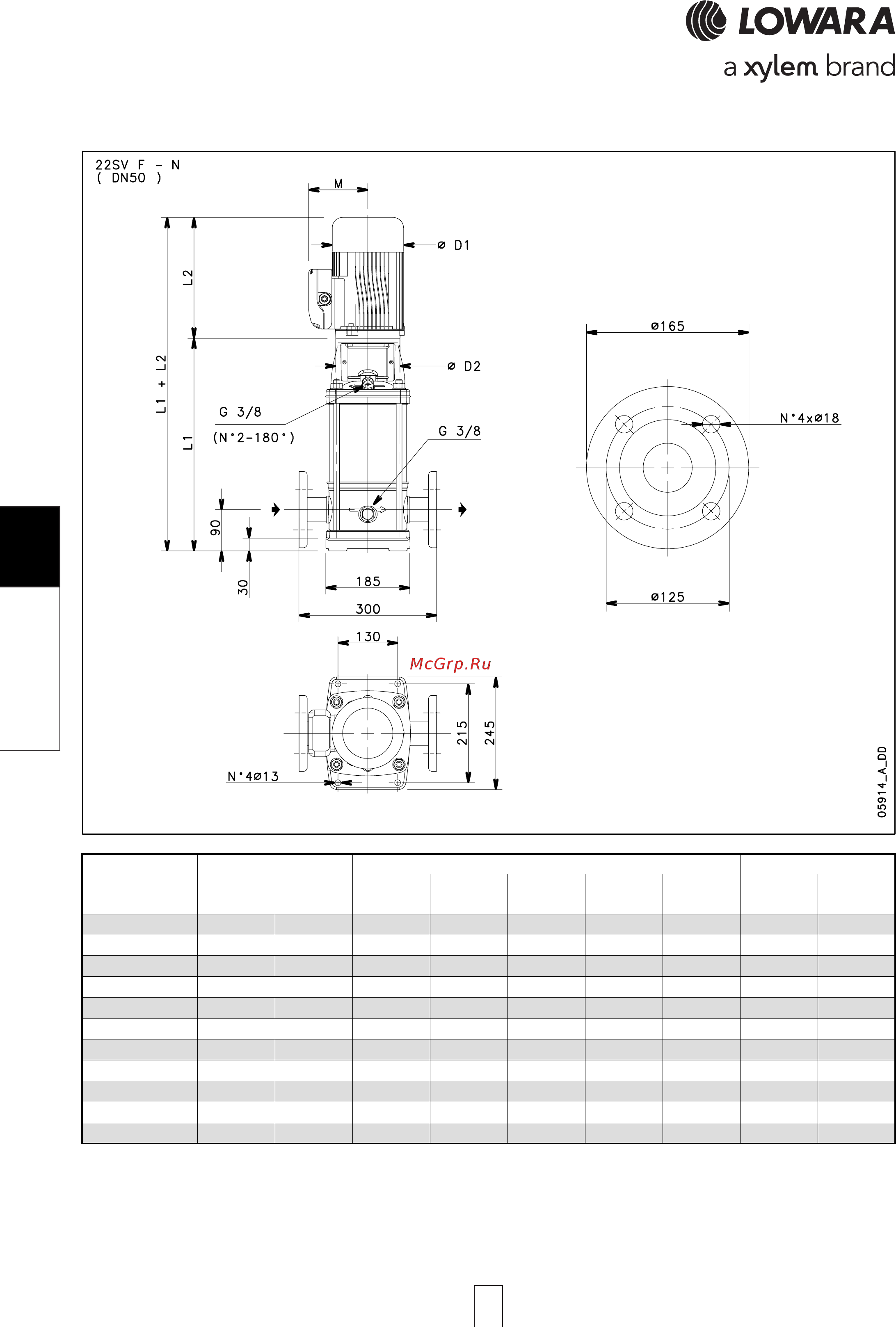 Lowara e-SV 15SV15FH150T [172/264] Sv series 22sv series 22sv series 22sv series 22sv series dimensions and weights a dimensions and weights a dimensions and weights a dimensions and weights a dimensions and weights at 50 hz 4 pole t 50 hz 4 pole t 50 hz 4 pole t 50 hz 4 pole t 50 hz 4 pole