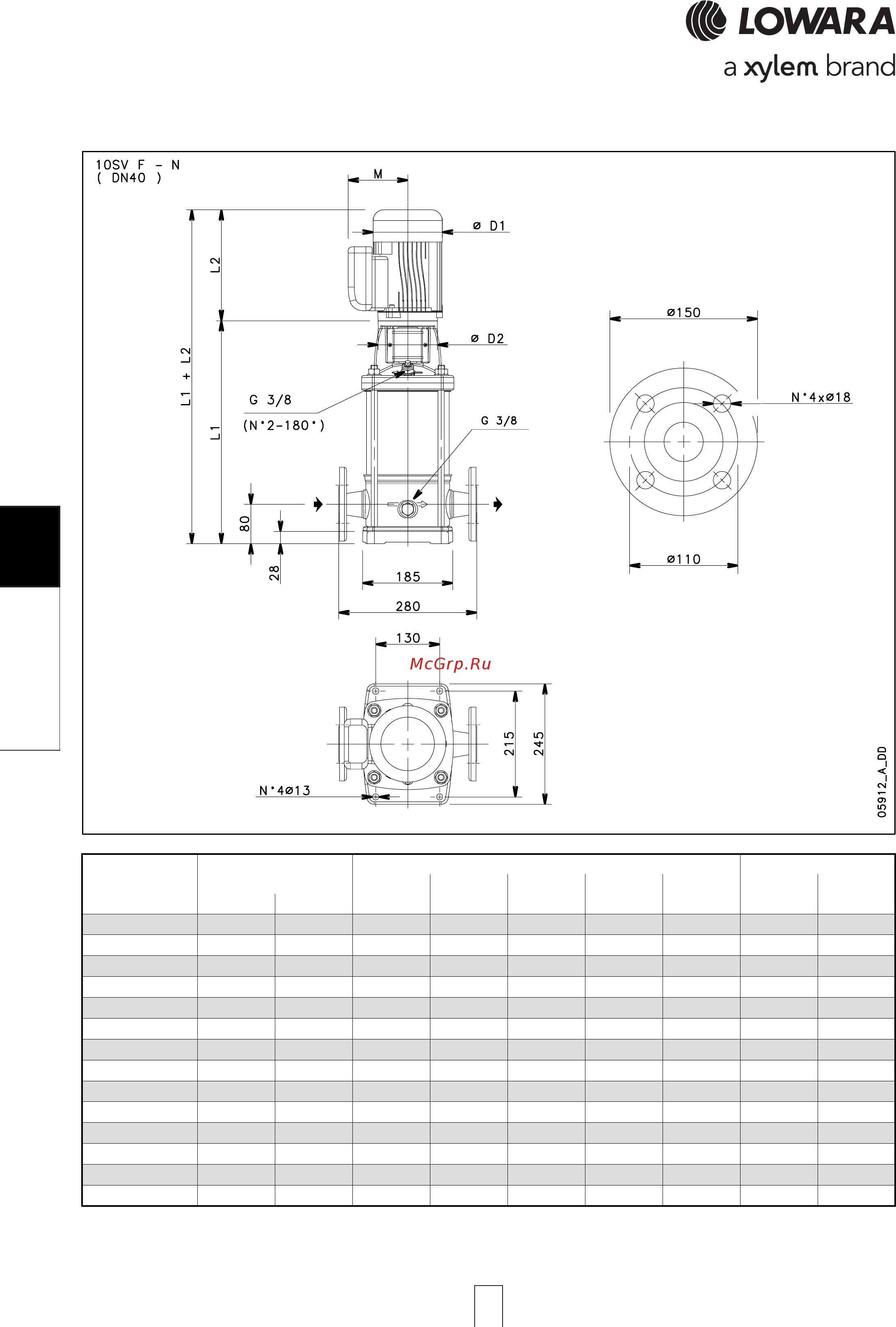 Lowara e-SV 1SV08FL005M [194/264] Sv series 10sv series 10sv series 10sv series 10sv series dimensions and weights a dimensions and weights a dimensions and weights a dimensions and weights a dimensions and weights at 60 hz t 60 hz t 60 hz t 60 hz t 60 hz 4 pole 4 pole 4 pole 4 pole 4 pole